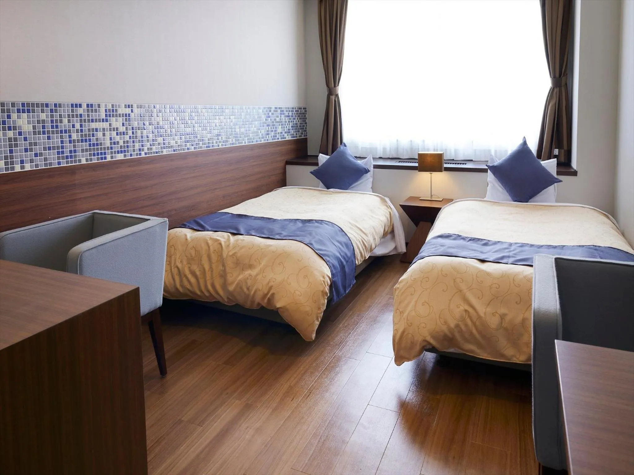 Bed in Hotel Seiryu Japanese Spa inn with spectacular view in Osaka