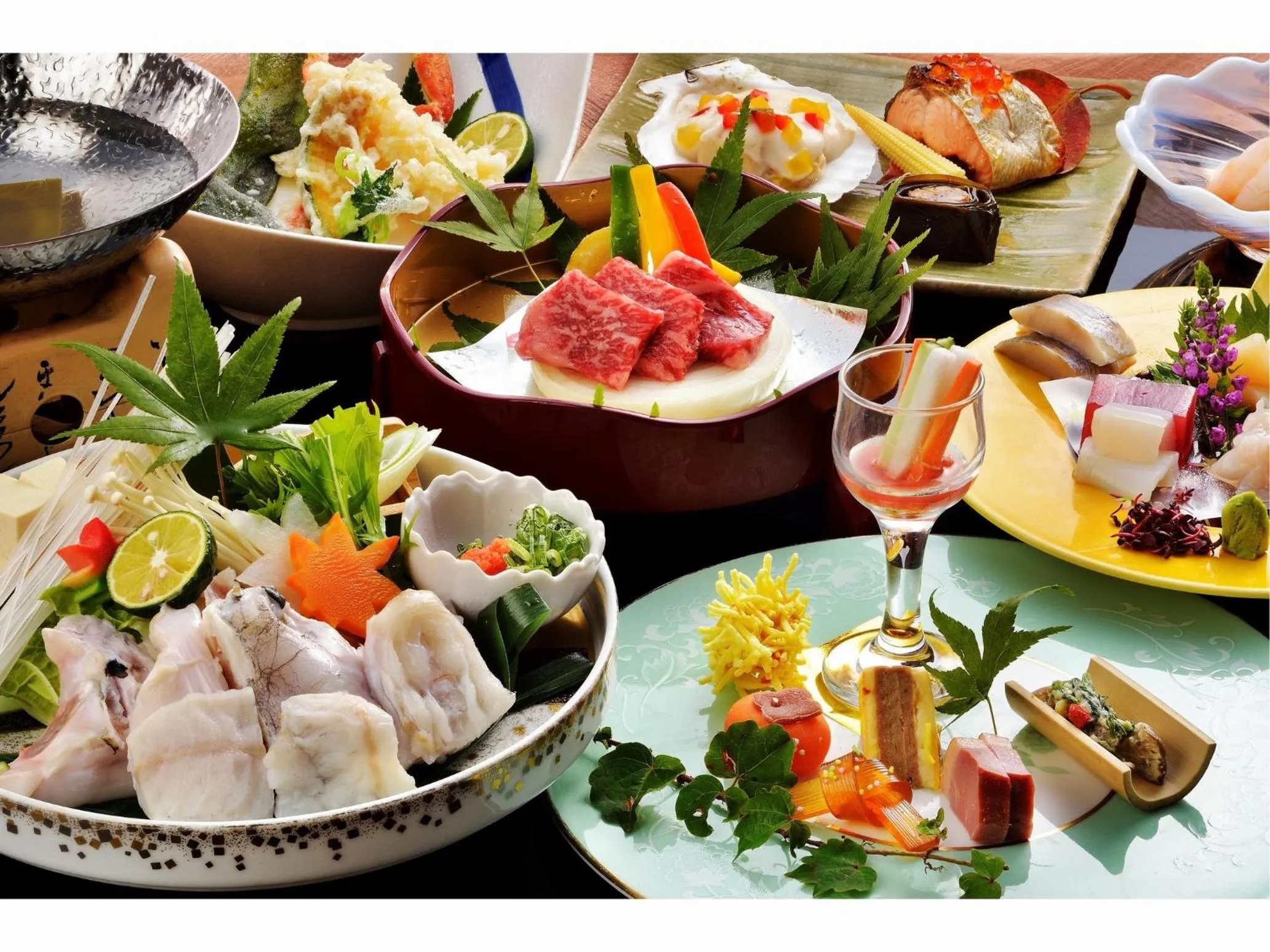 Food in Hotel Seiryu Japanese Spa inn with spectacular view in Osaka