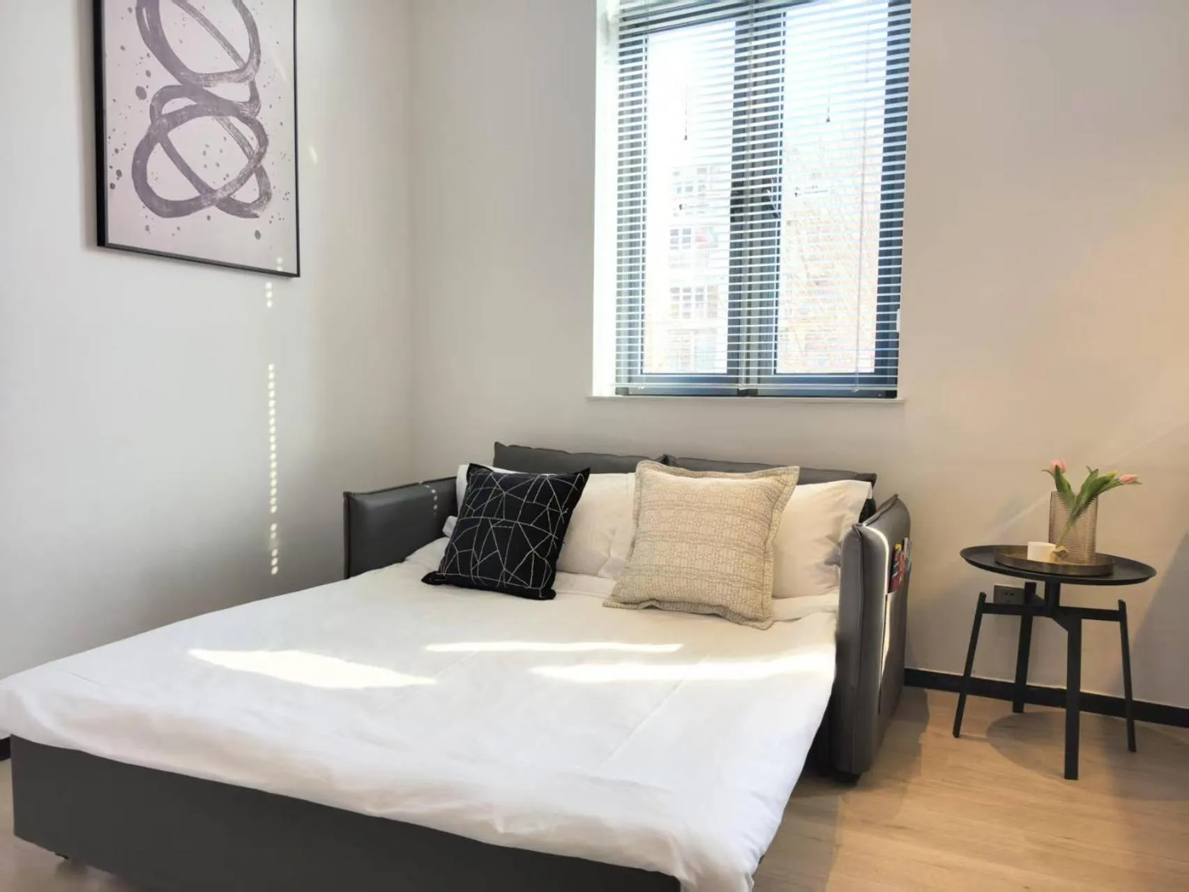 Living room, Bed in base-Beijing Sanlitun Serviced Apartment