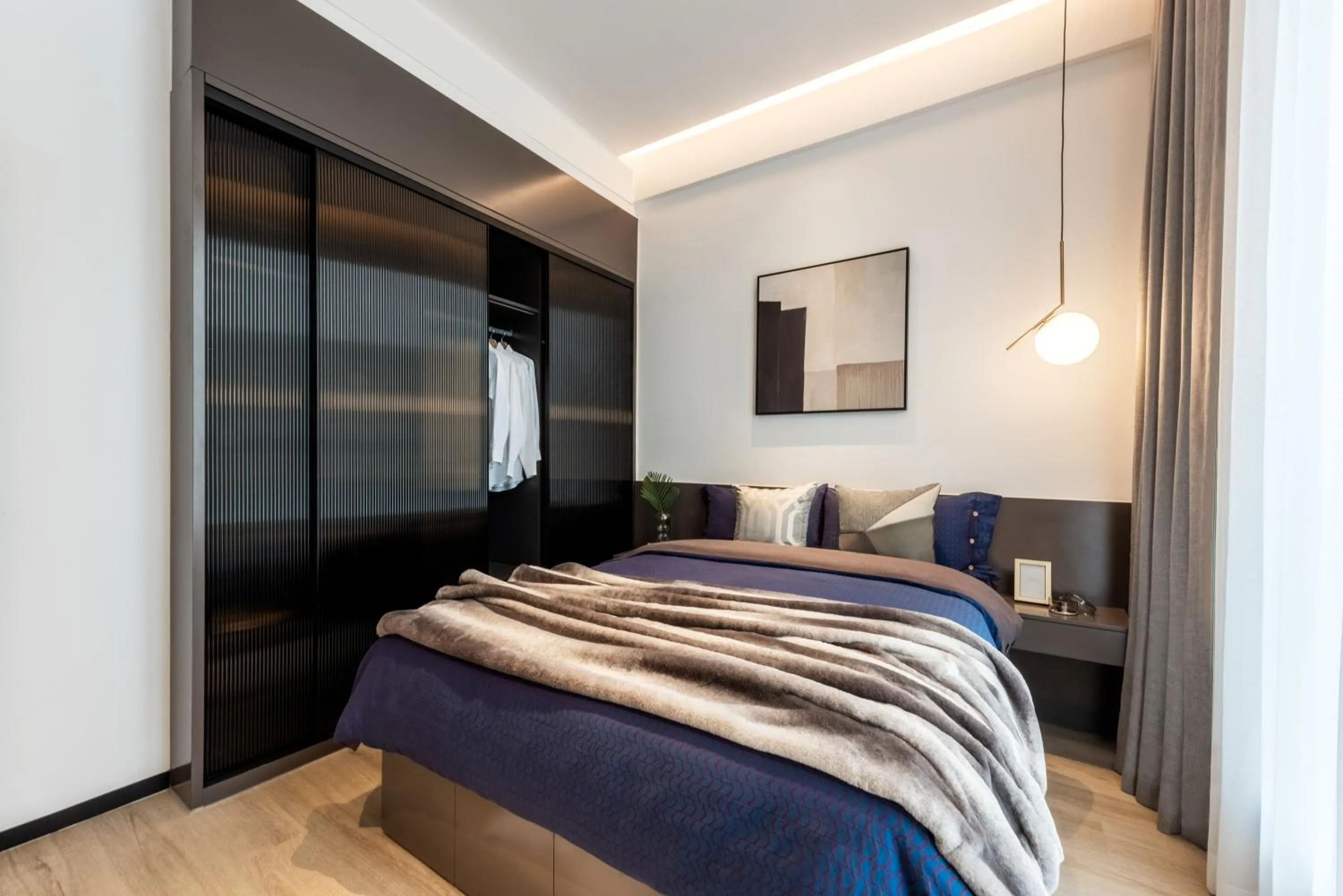 Bedroom, Bed in base-Beijing Sanlitun Serviced Apartment