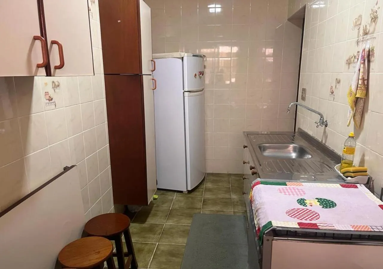 Kitchen or kitchenette in Apartamento Vila Tupi Praia Grande