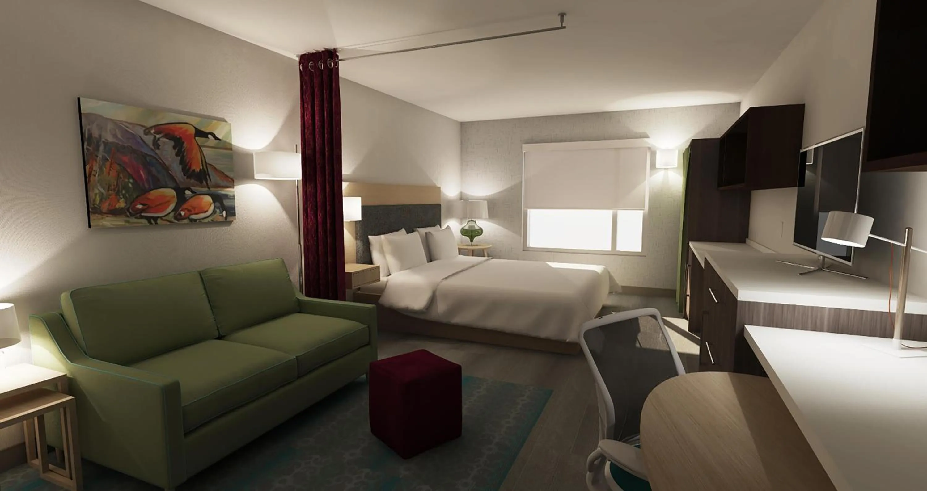 Bedroom, Bed in Home2 Suites By Hilton Quebec City