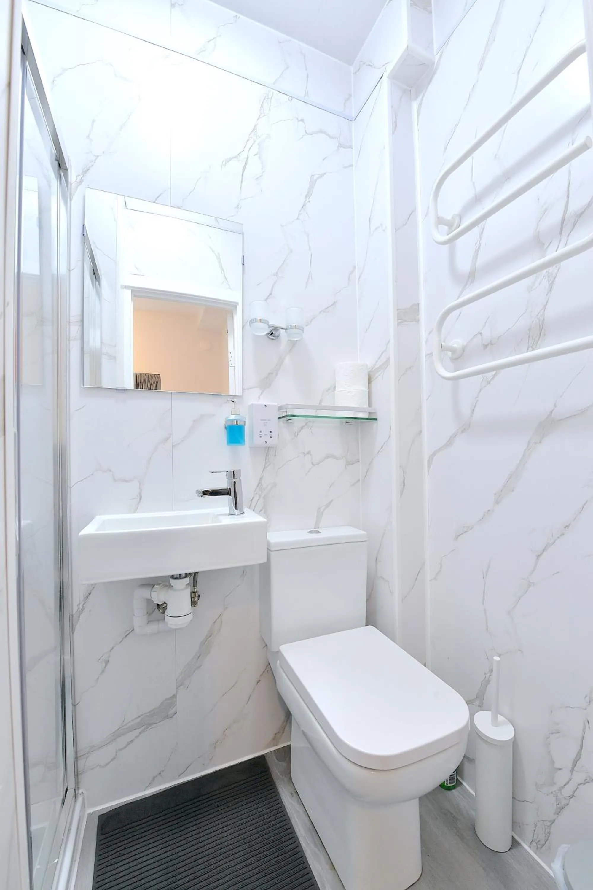 Shower in Stylish Studios by Luxestays Fulham