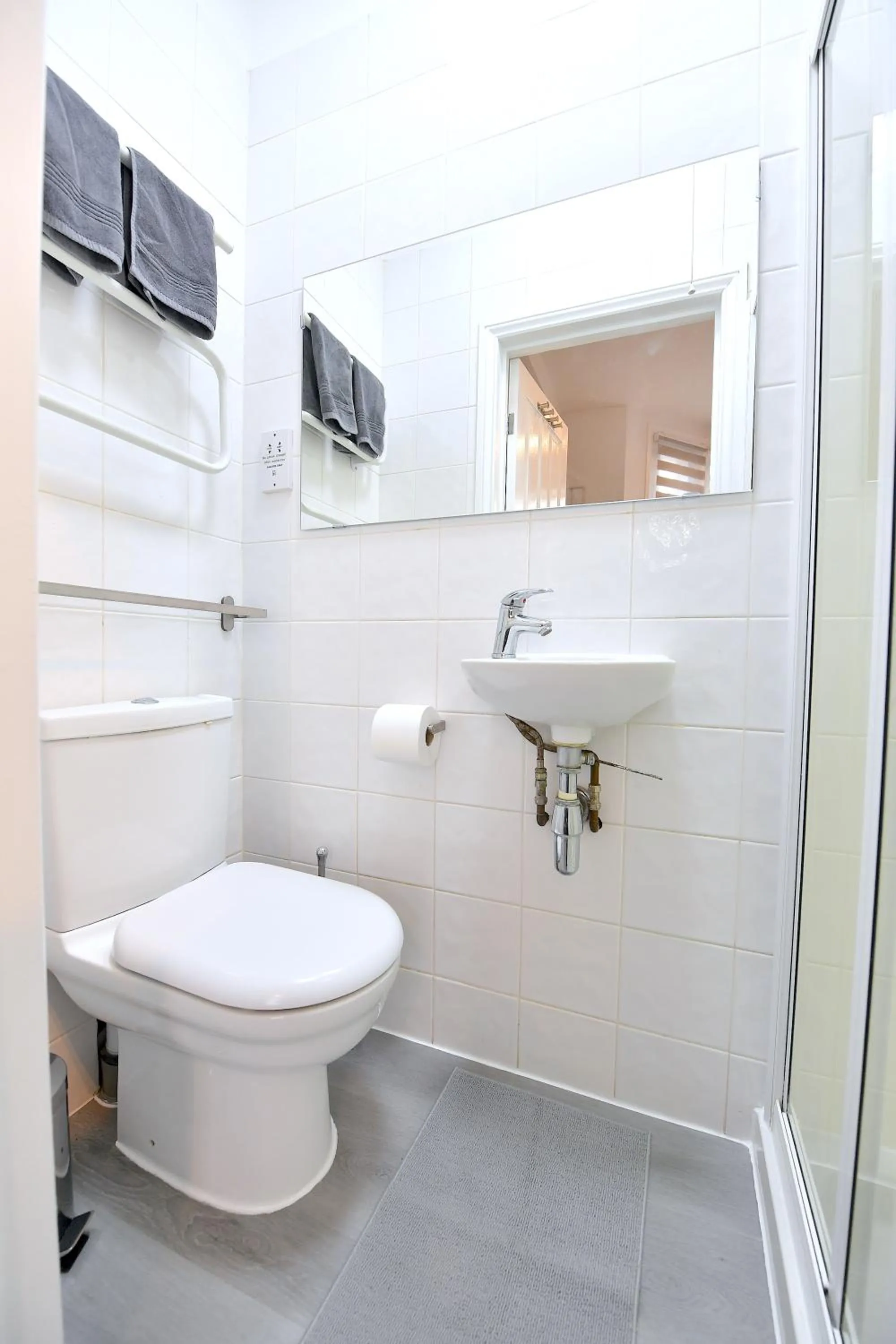 Shower in Stylish Studios by Luxestays Fulham