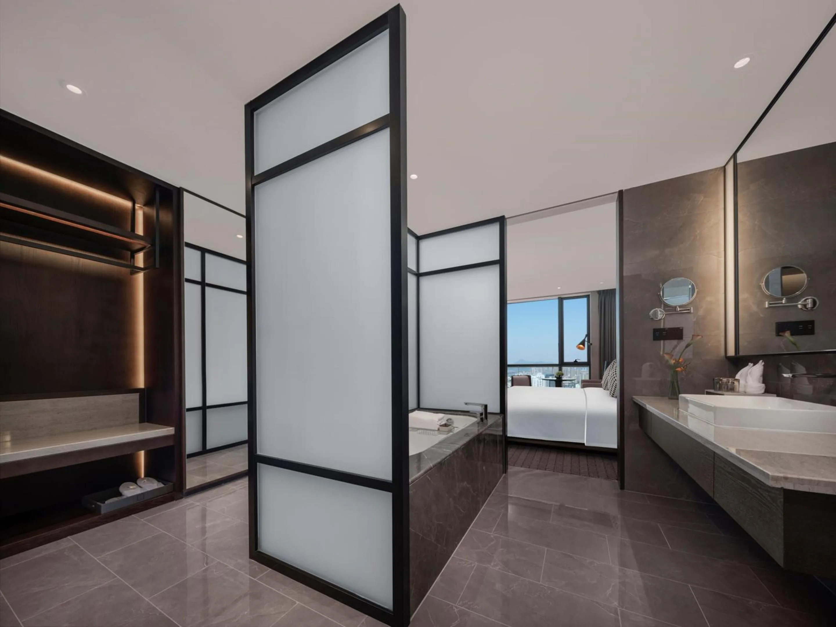 Bathroom, Bed in Grand New Century Hotel Wenzhou