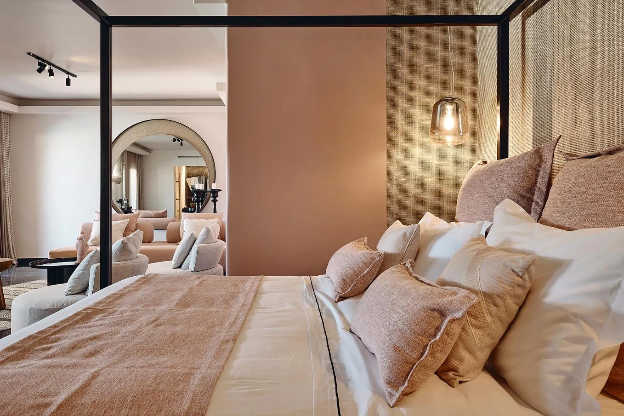 Bed in Amazon Mykonos Suites & Spa