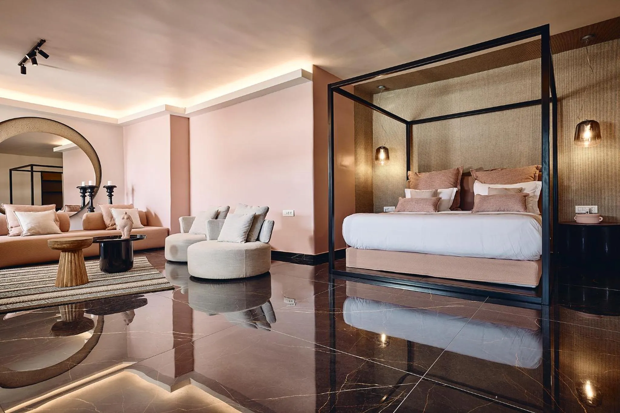 Bed in Amazon Mykonos Suites & Spa