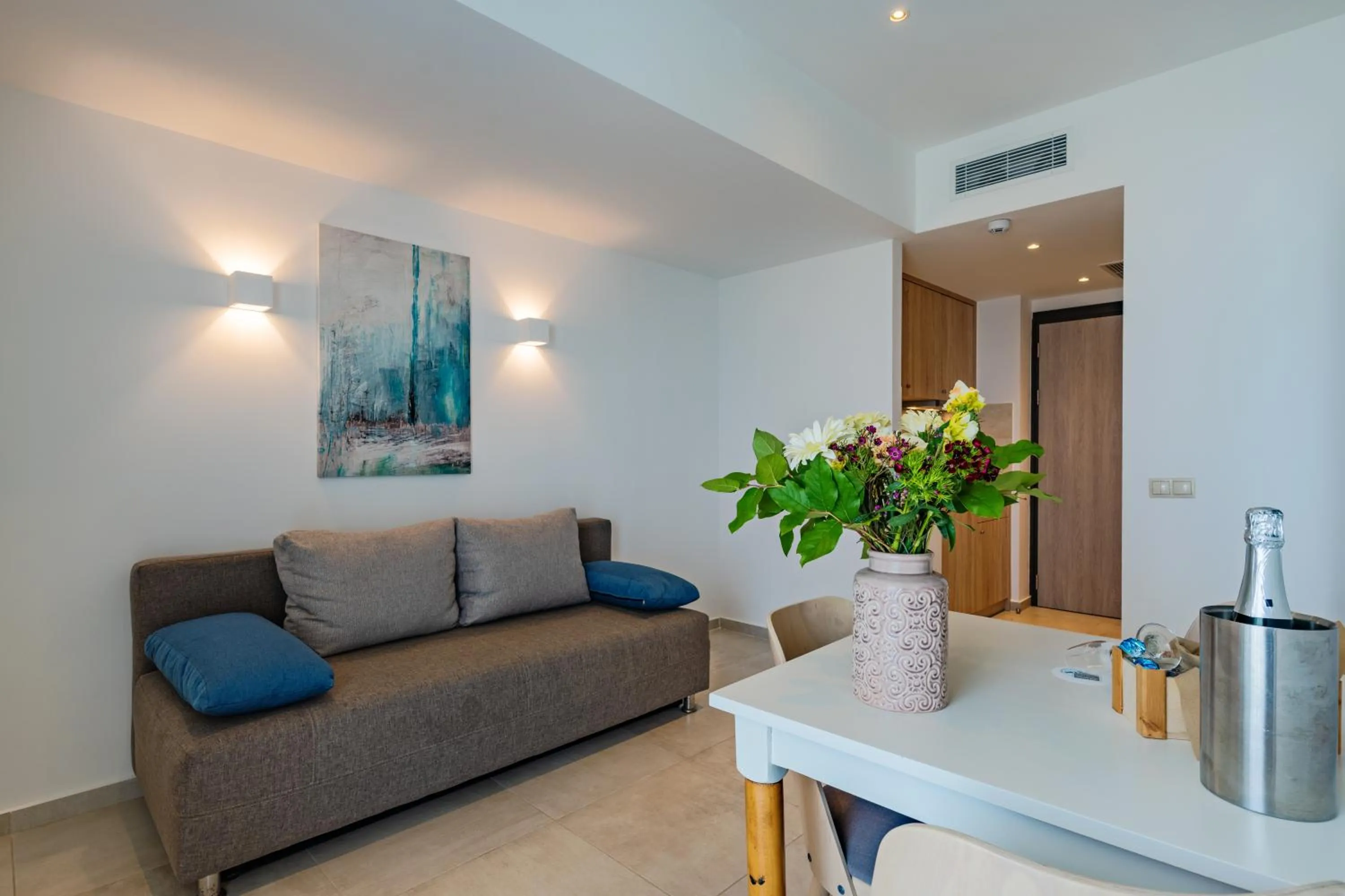 Seating area in Minos Hotel