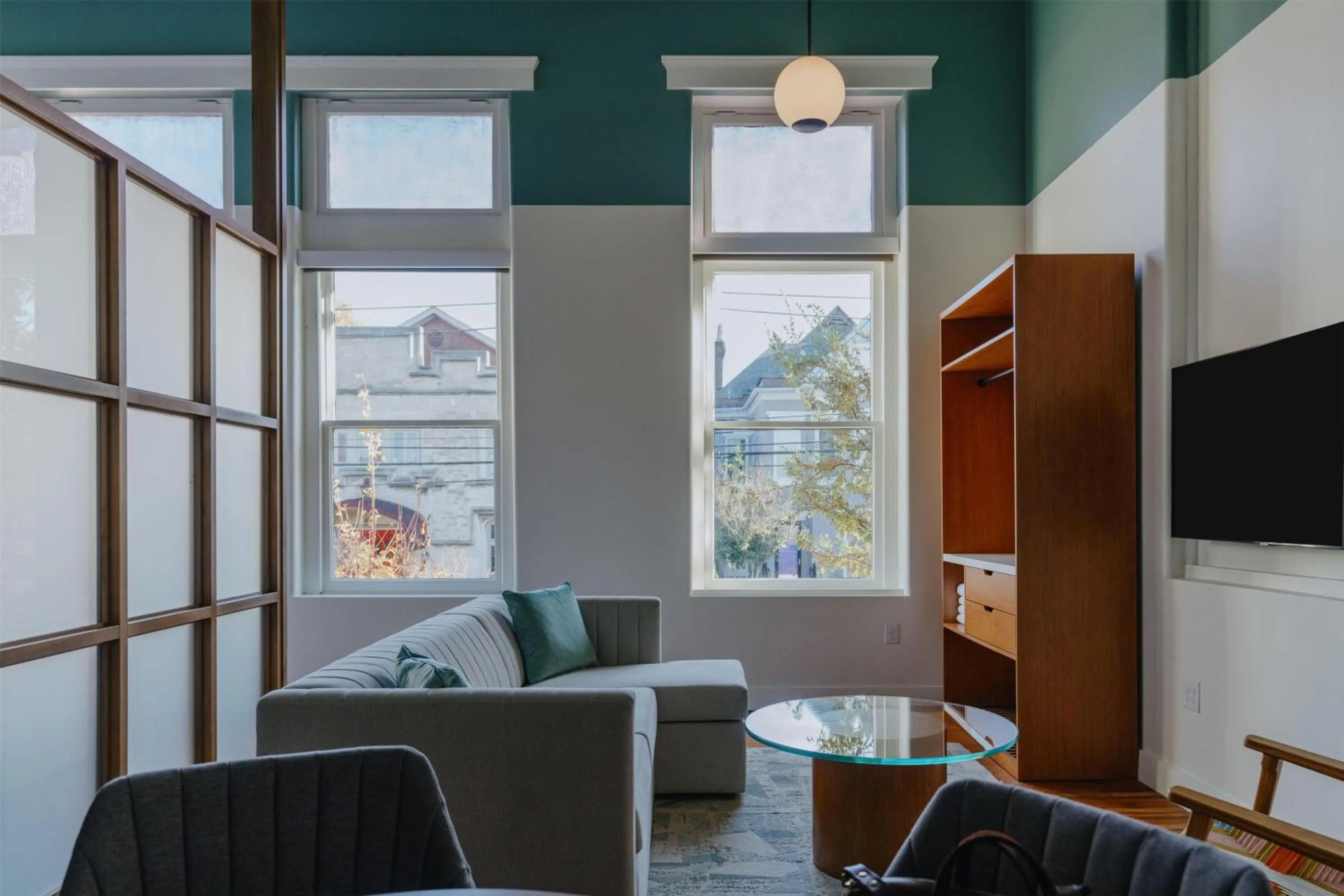 Living room in The Myriad Hotel Louisville, Tapestry Collection by Hilton