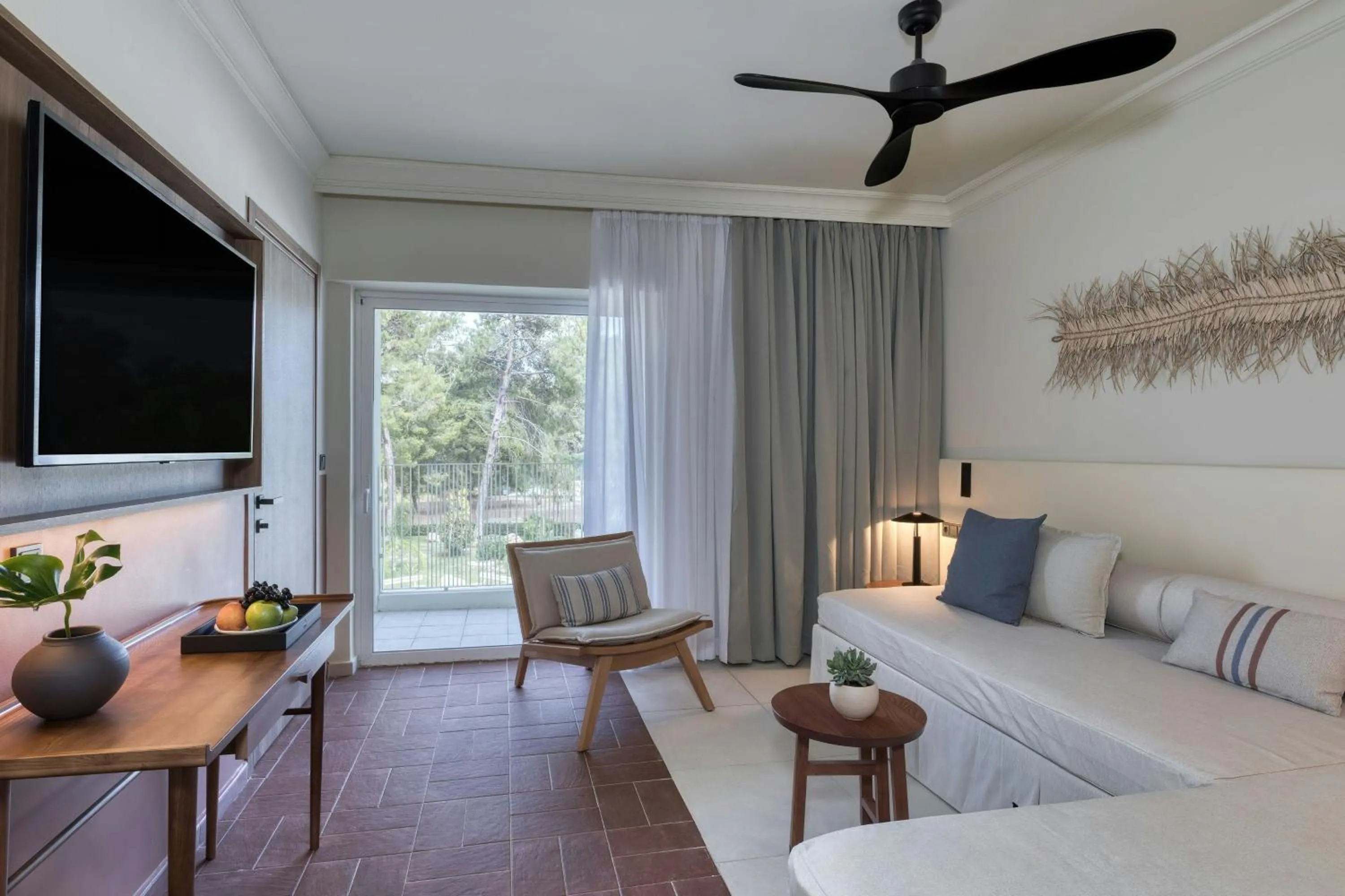 Living room, Bed in Domes Aulūs Zante, All Inclusive, Autograph Collection