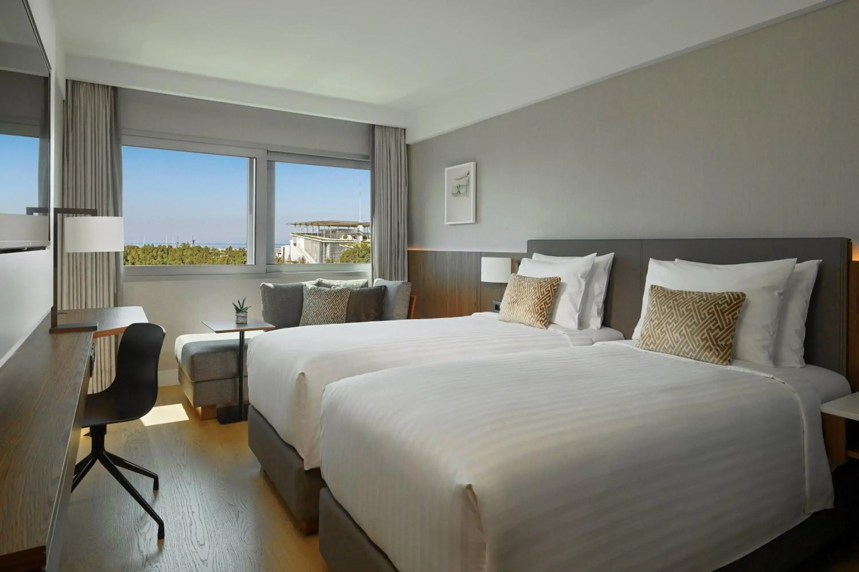 Guest Room with Two Twin Beds and View in Athens Marriott Hotel Guest Room with Two Twin Beds and View in Athens Marriott Hotel