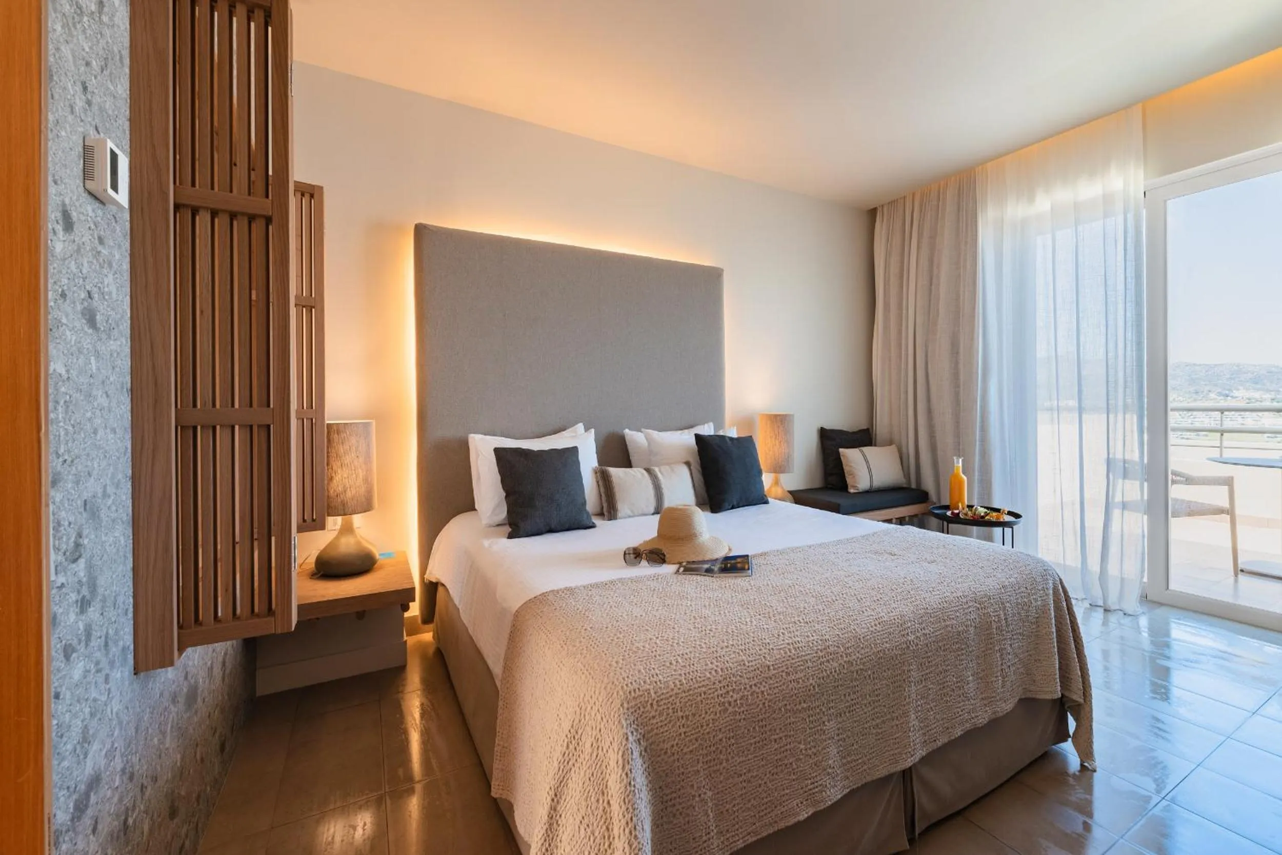 Bedroom, Bed in Lindos Mare, Seaside Hotel