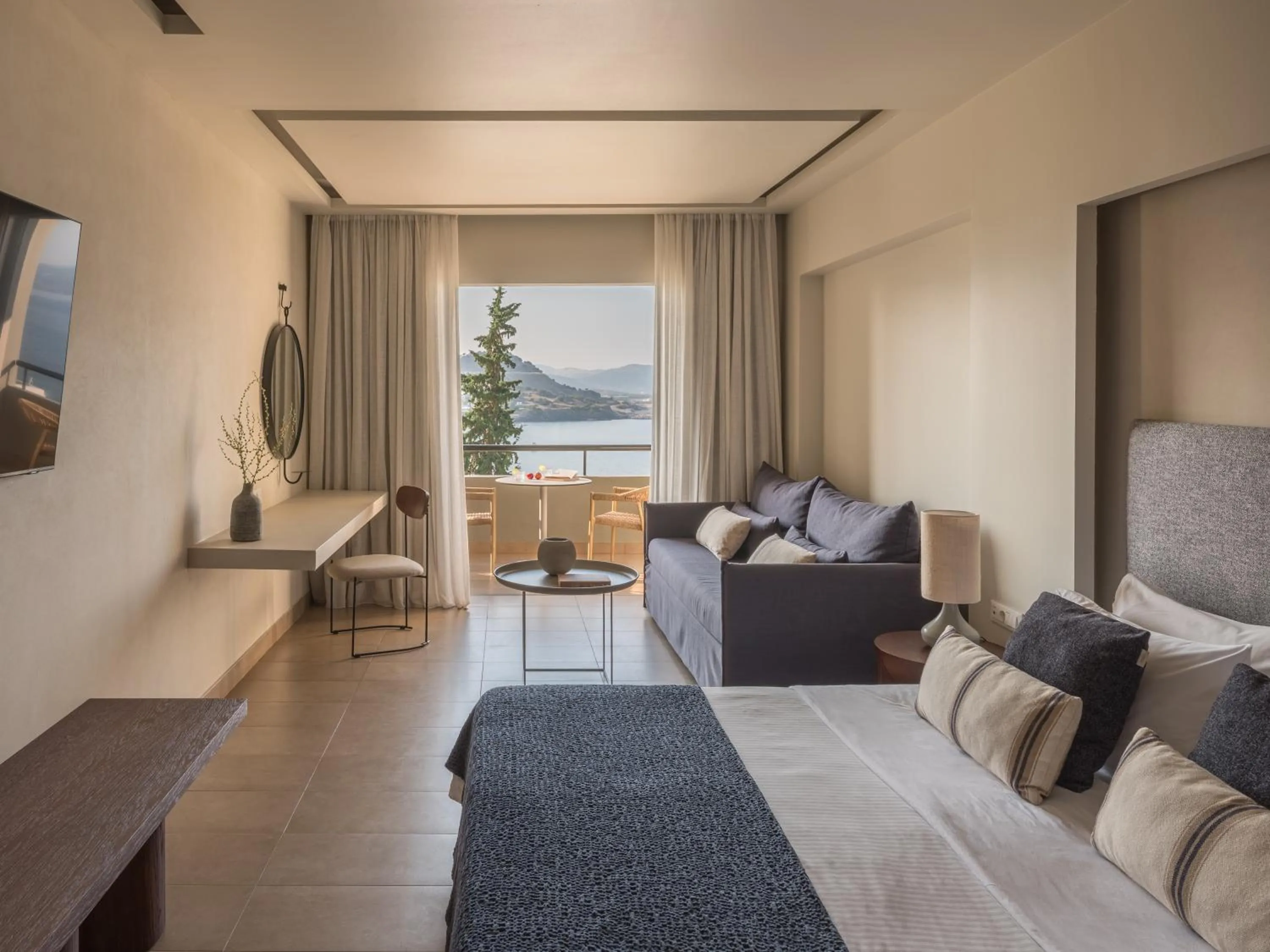 Bed in Lindos Mare, Seaside Hotel