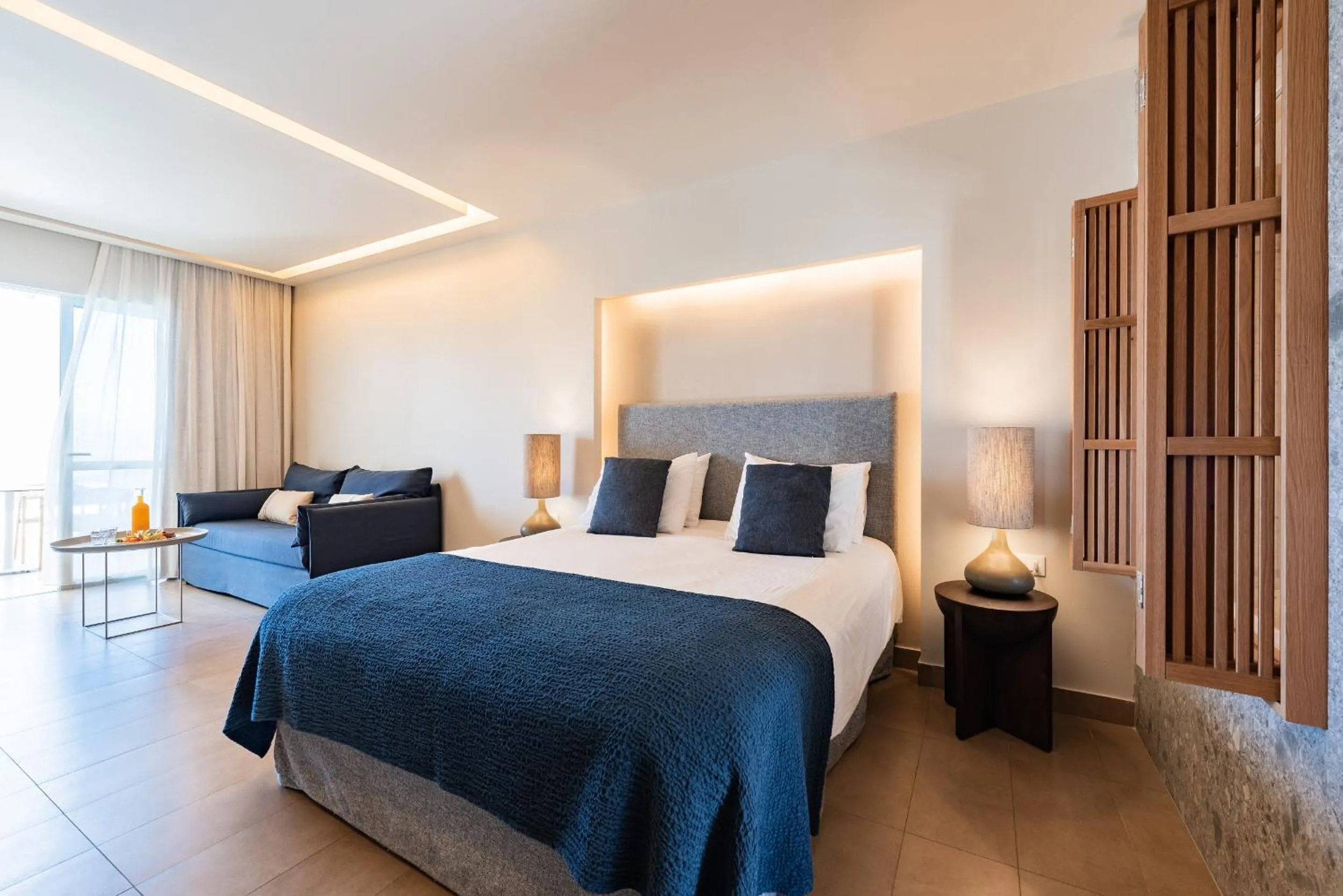 Bed in Lindos Mare, Seaside Hotel