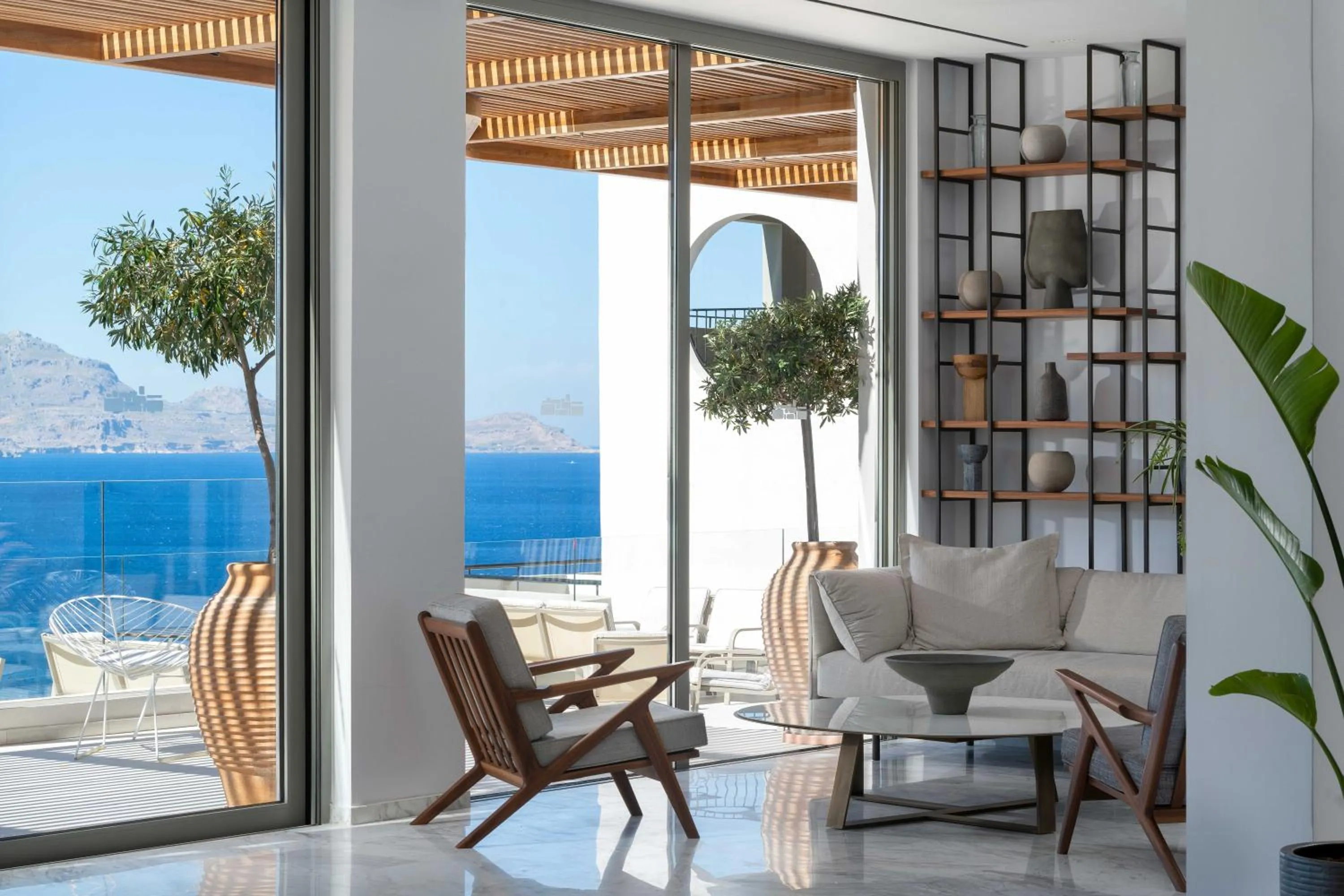 Lobby or reception in Lindos Mare, Seaside Hotel