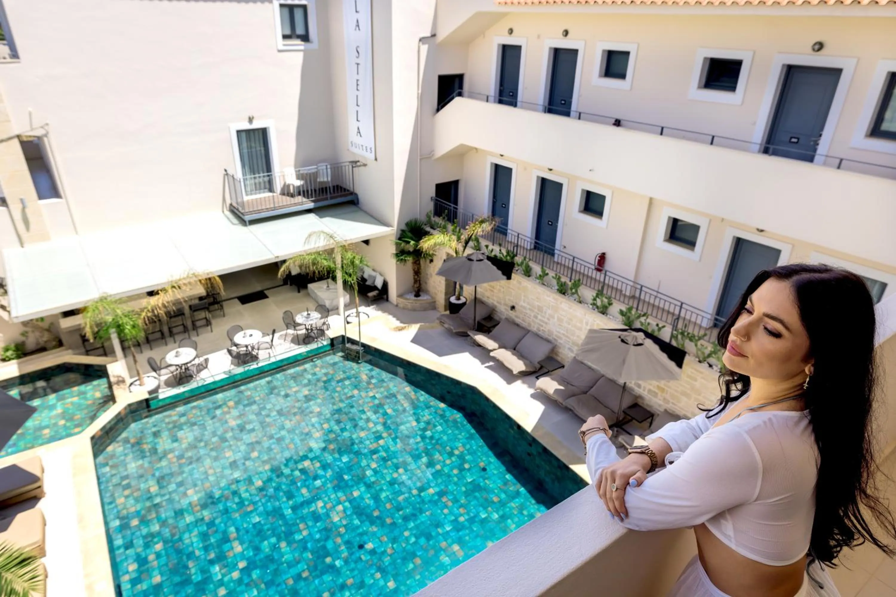 Pool view in La Stella Suites