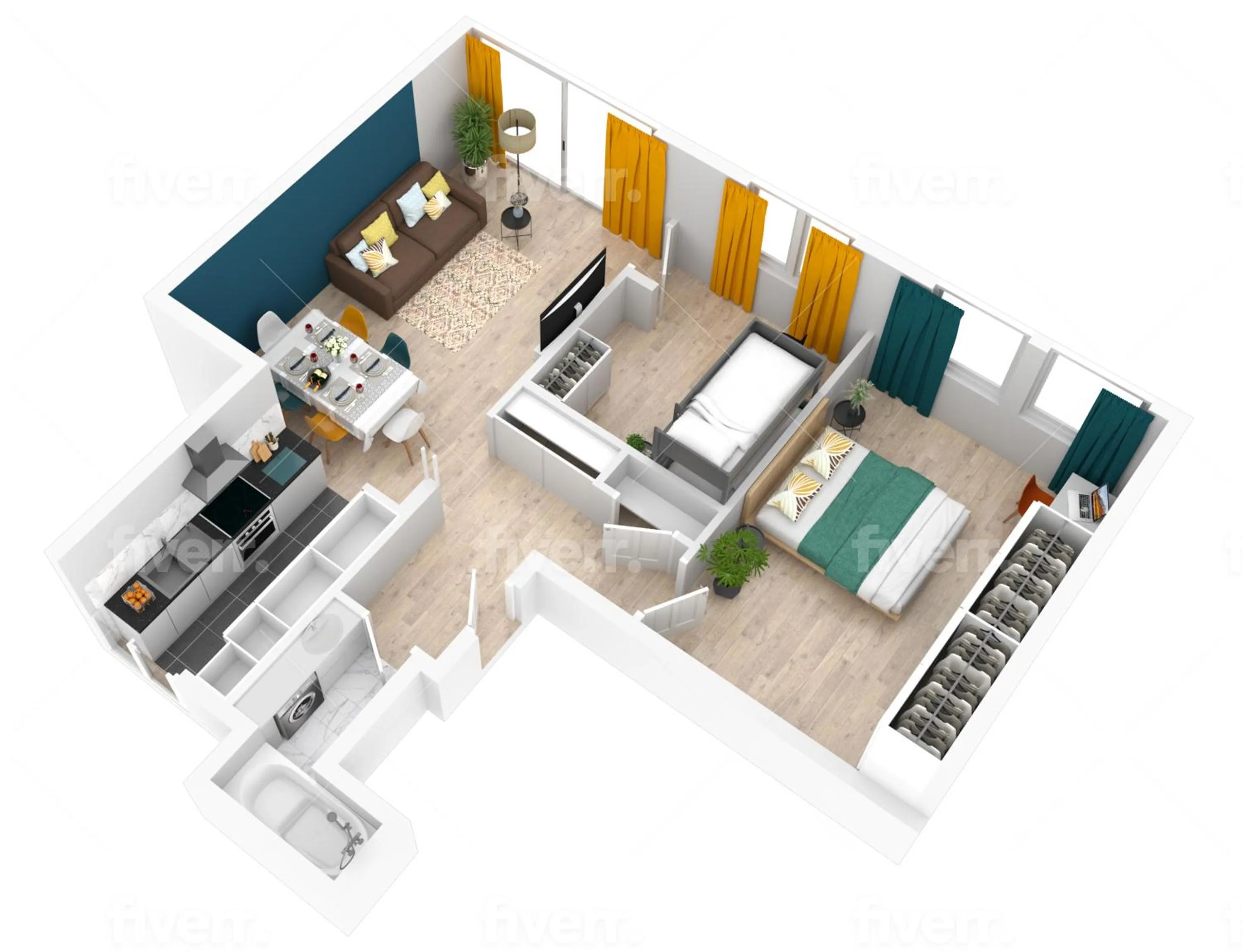 Floor plan in Center of Antwerp, Fully Equipped, Train Station