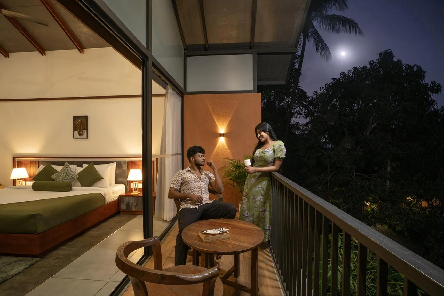 Night, Bed in Crystal Kuruva Nature Resort & Spa