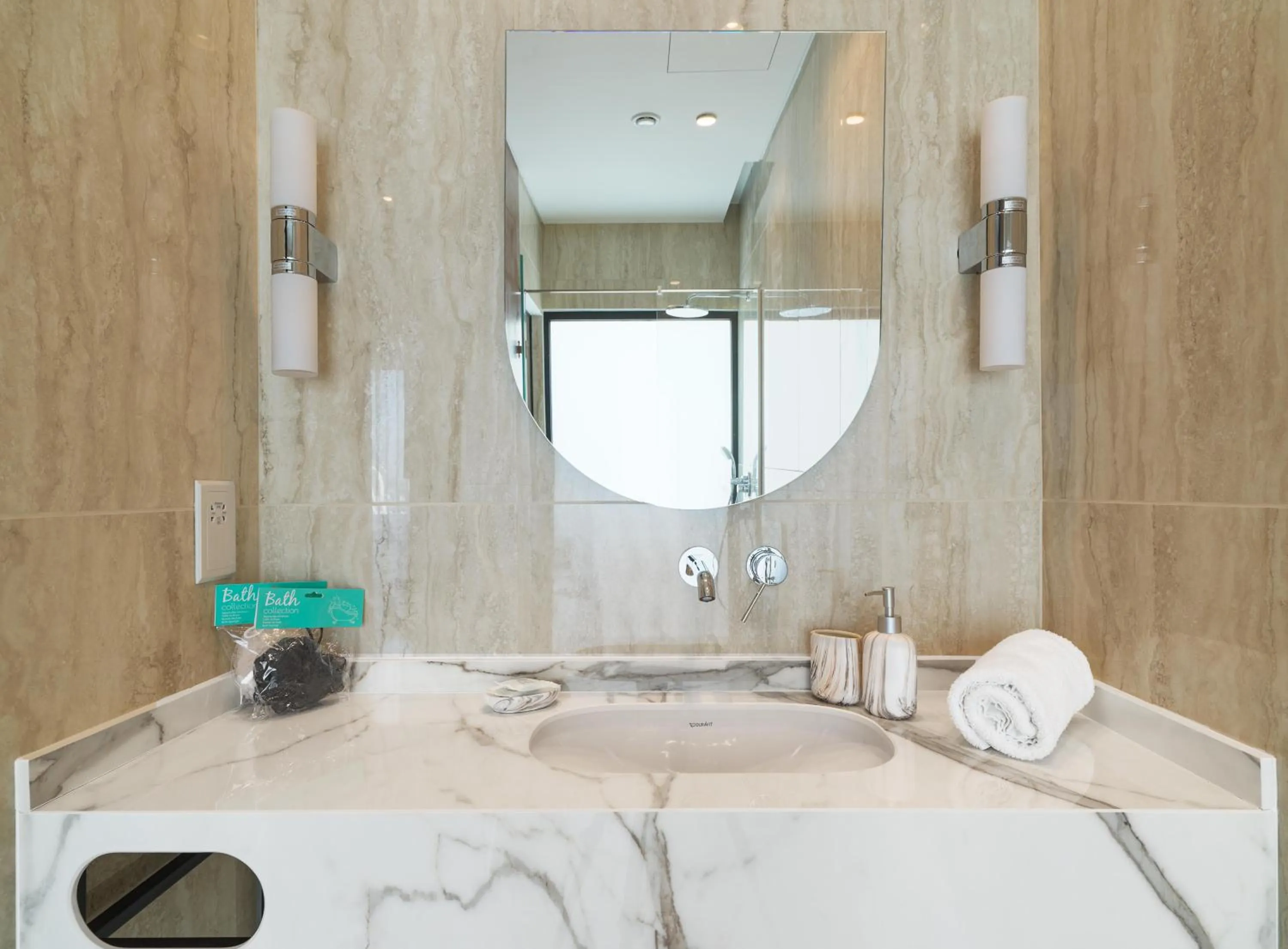 Bathroom in LIV Mackenzie Beach Suites Larnaca ADULTS ONLY