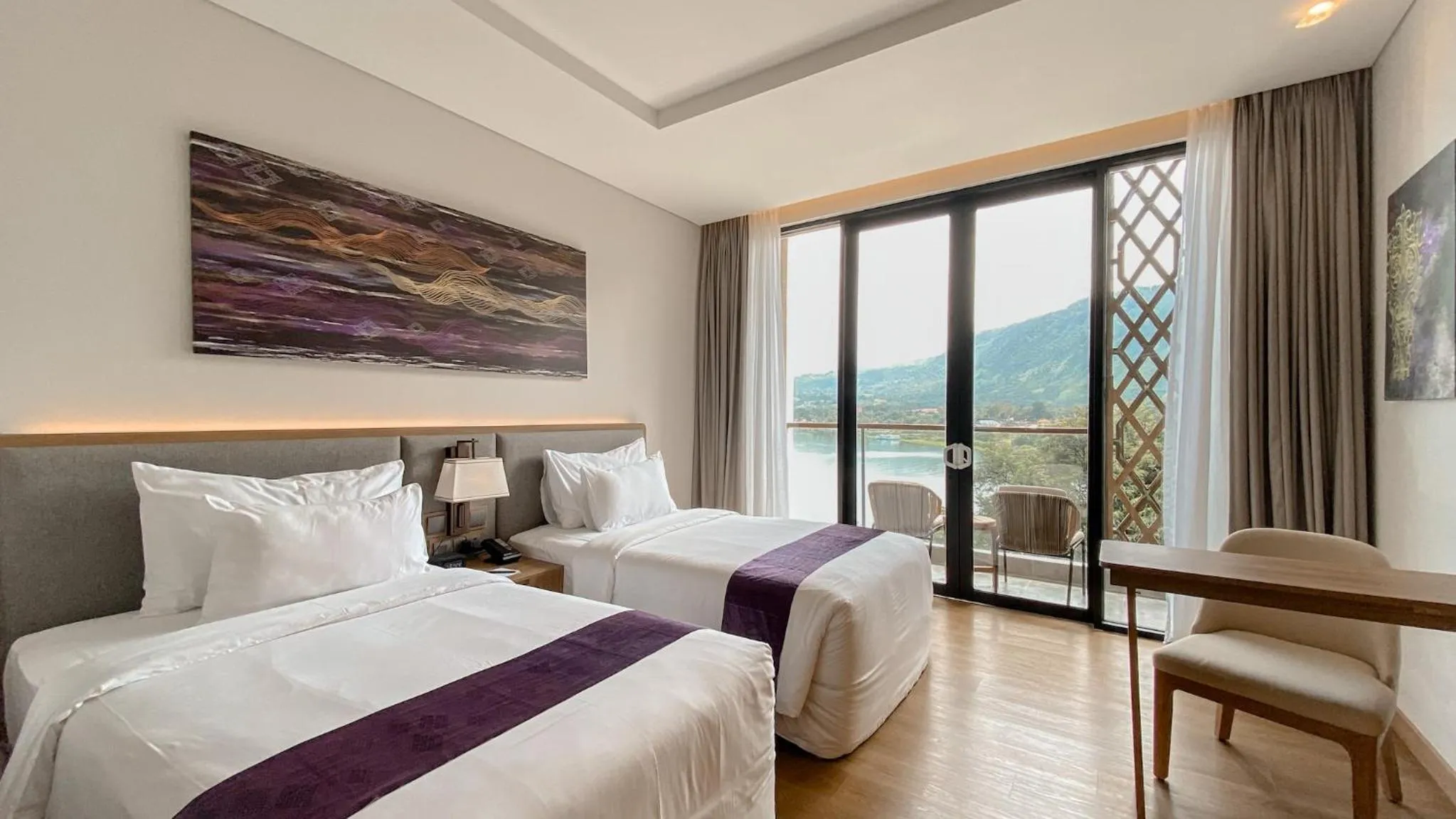 View (from property/room), Bed in Marianna Resort And Convention Tuktuk - Samosir, Marclan Collection