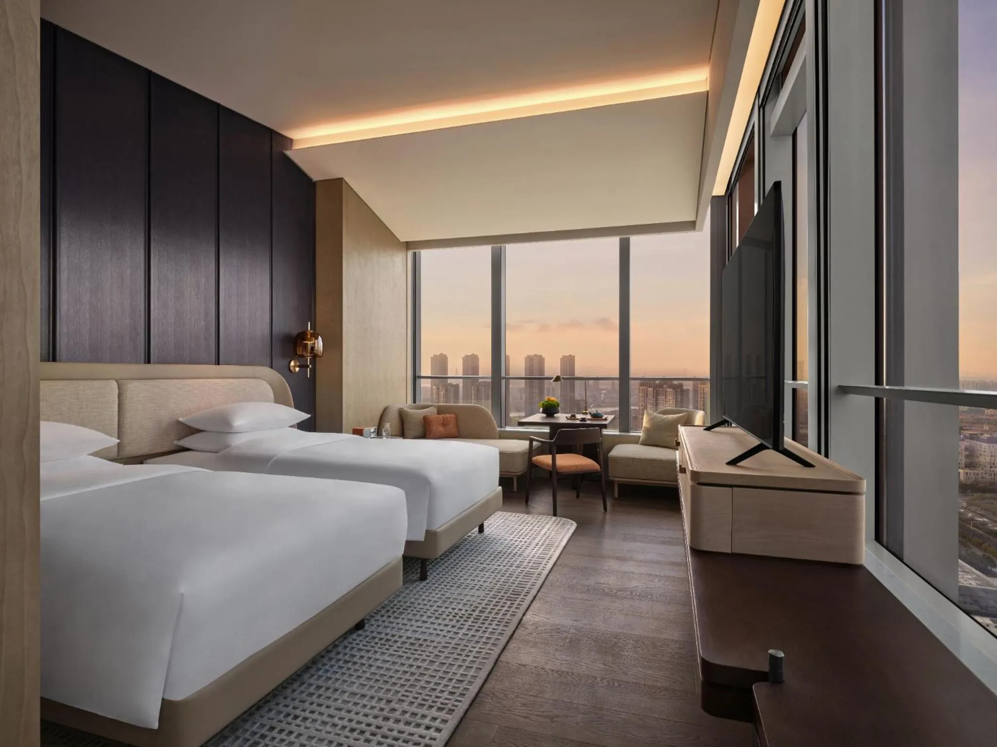 Photo of the whole room, Bed in Andaz Nanjing Hexi, By Hyatt