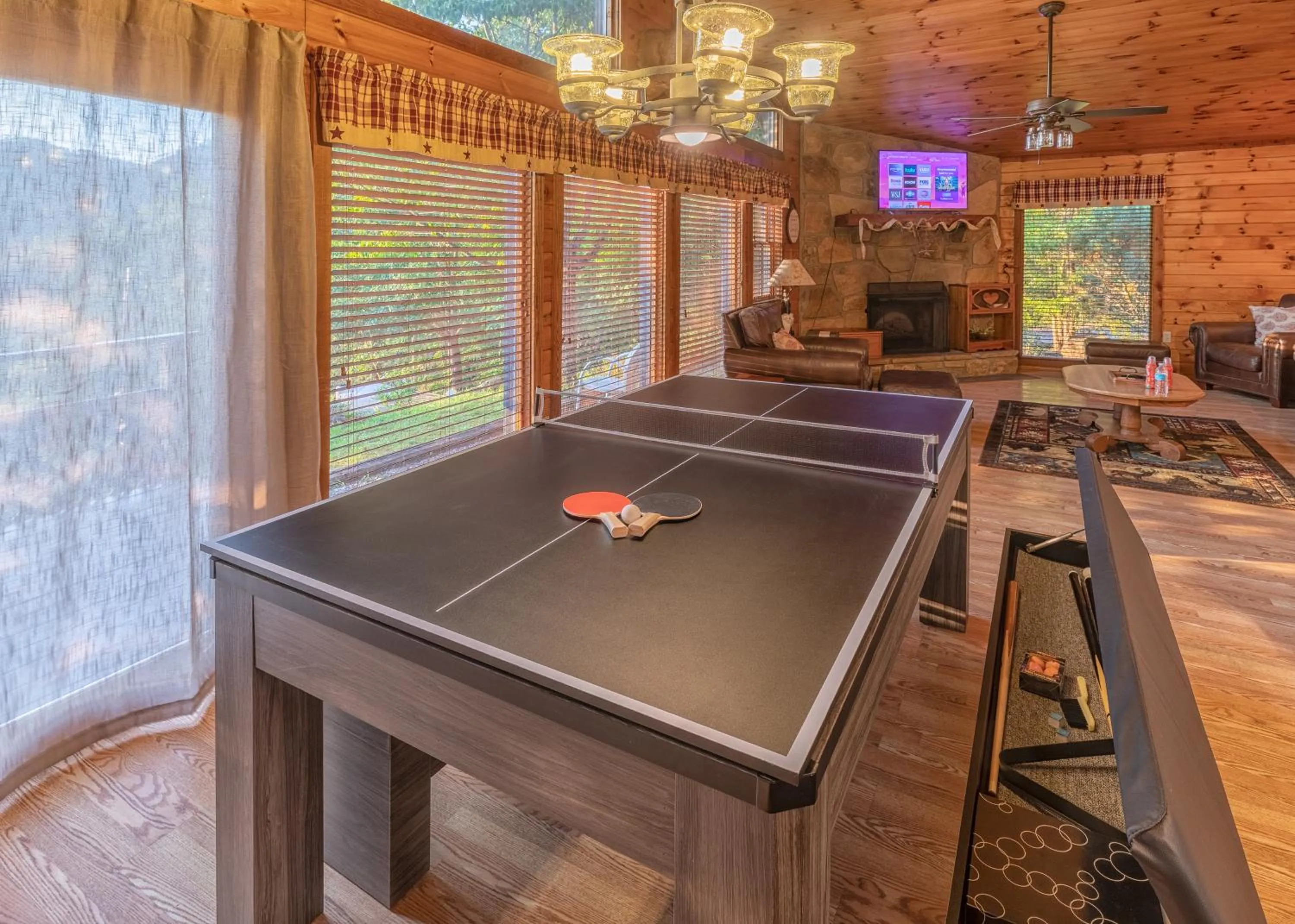 Table tennis in Real Log Cabin With Amazing Views, Hot Tub, Sauna, Games