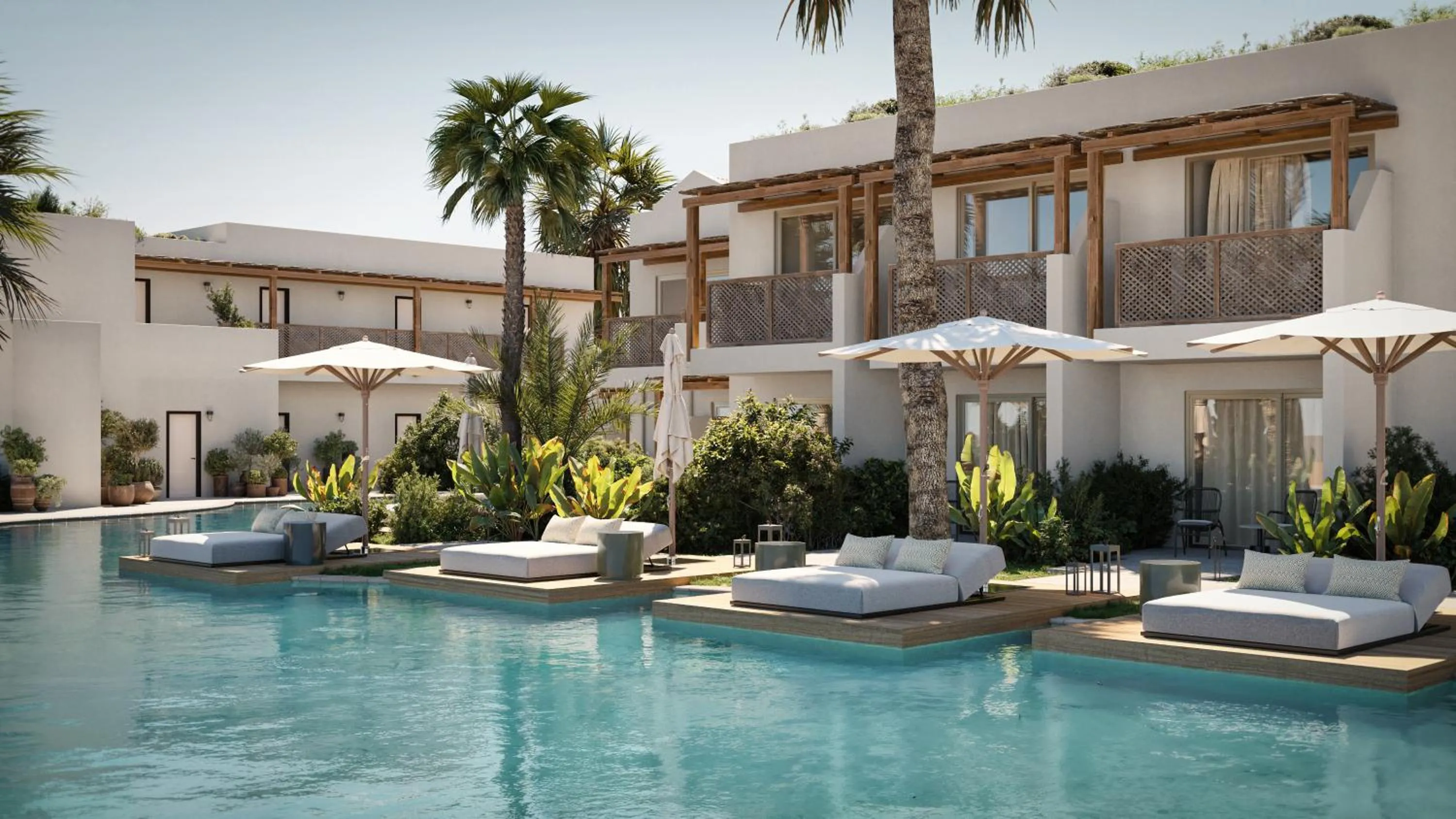 sunbed in Phāea Cretan Malia, a Member of Design Hotels