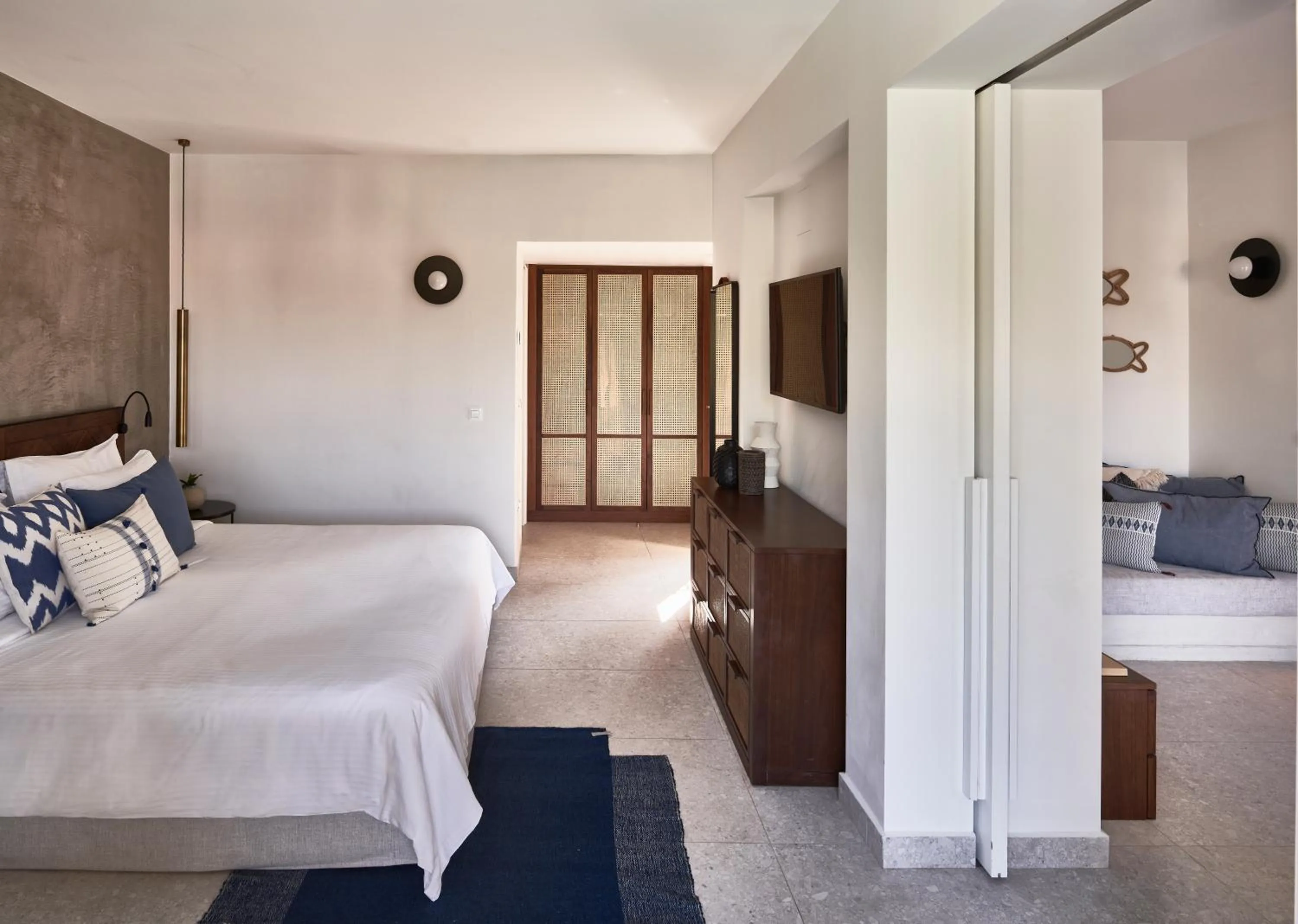 Seating area, Bed in Phāea Cretan Malia, a Member of Design Hotels