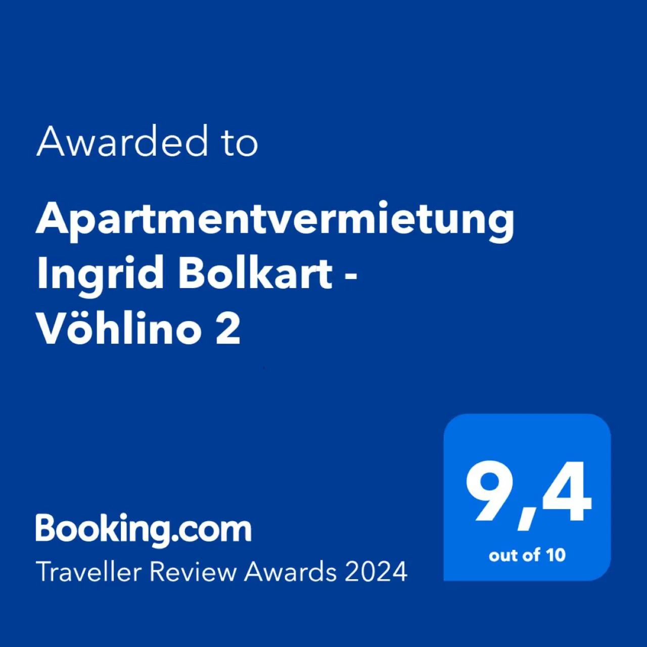 Certificate/Award in Apartmentvermietung Ingrid Bolkart - Vöhlino 2