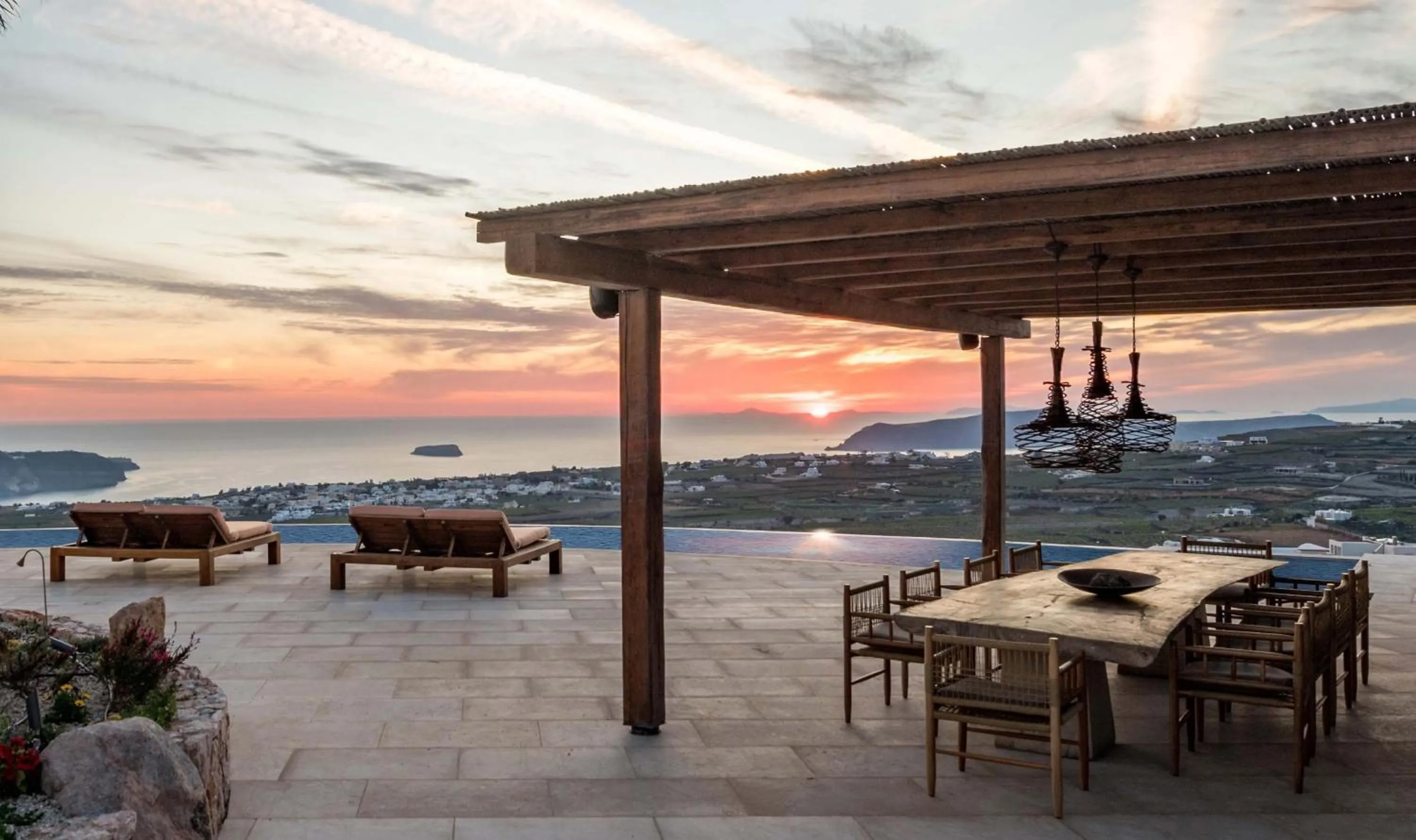 Pool view in Patina Vivera Estate Santorini