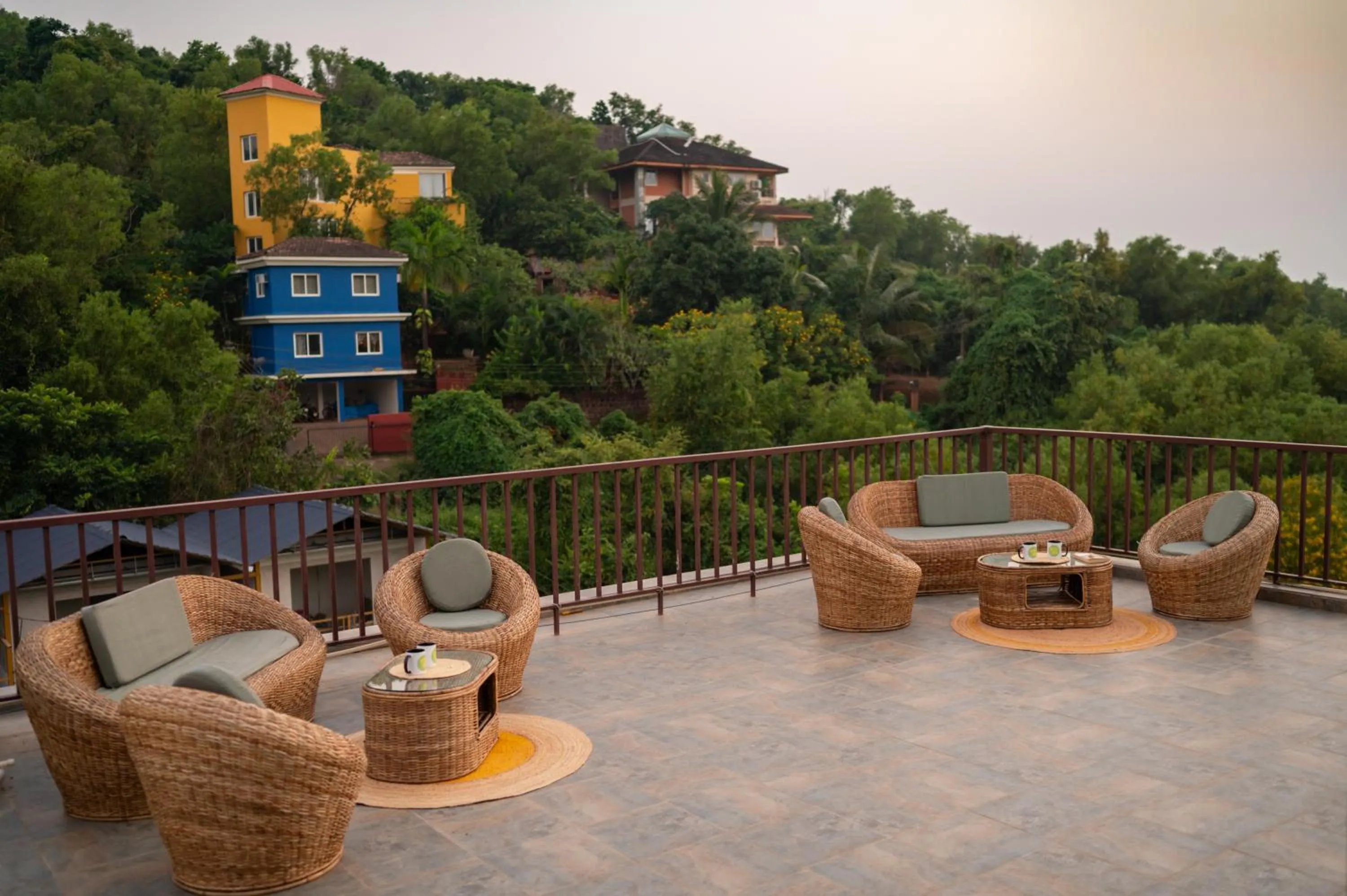 Balcony/Terrace in Locomo Boutique, Morjim - Cozy tropical stay, near beach