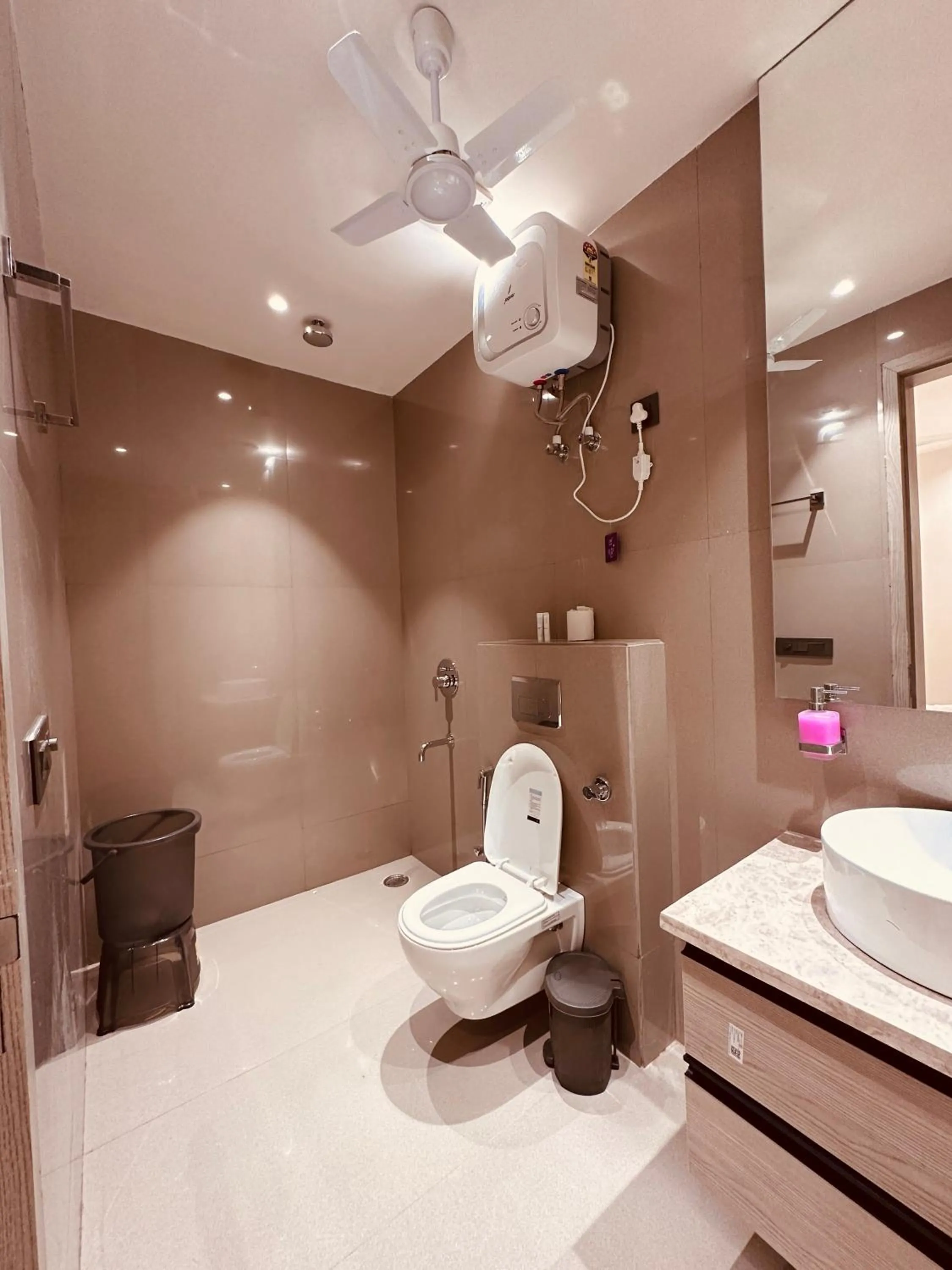 Shower in The Lodgers 2 BHK Serviced Apartment Near Artemis Hospital Sector 57 Gurgaon - Nearest Metro Station Sector 54 Chowk