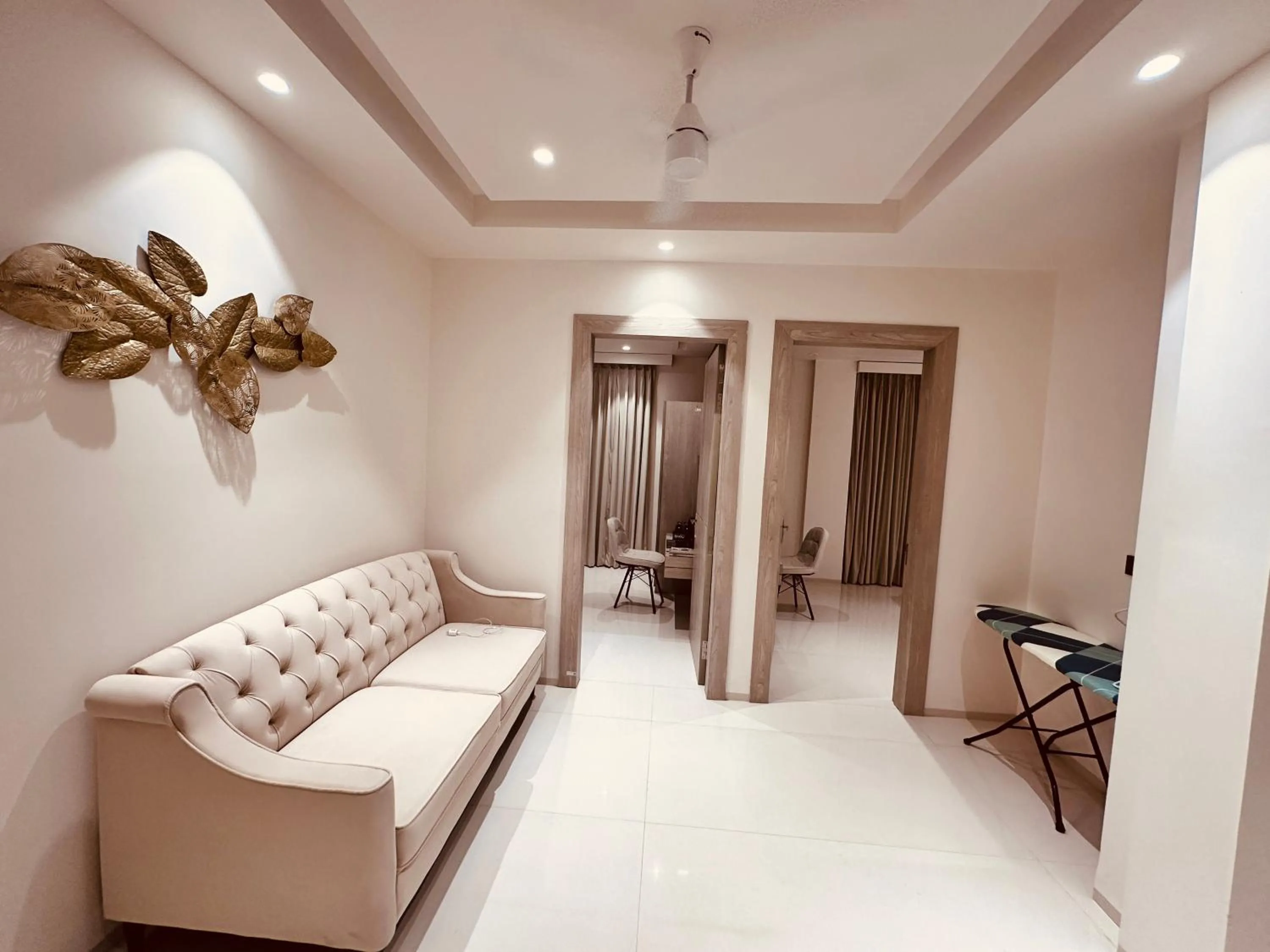 Living room, Bed in The Lodgers 2 BHK Serviced Apartment Near Artemis Hospital Sector 57 Gurgaon - Nearest Metro Station Sector 54 Chowk