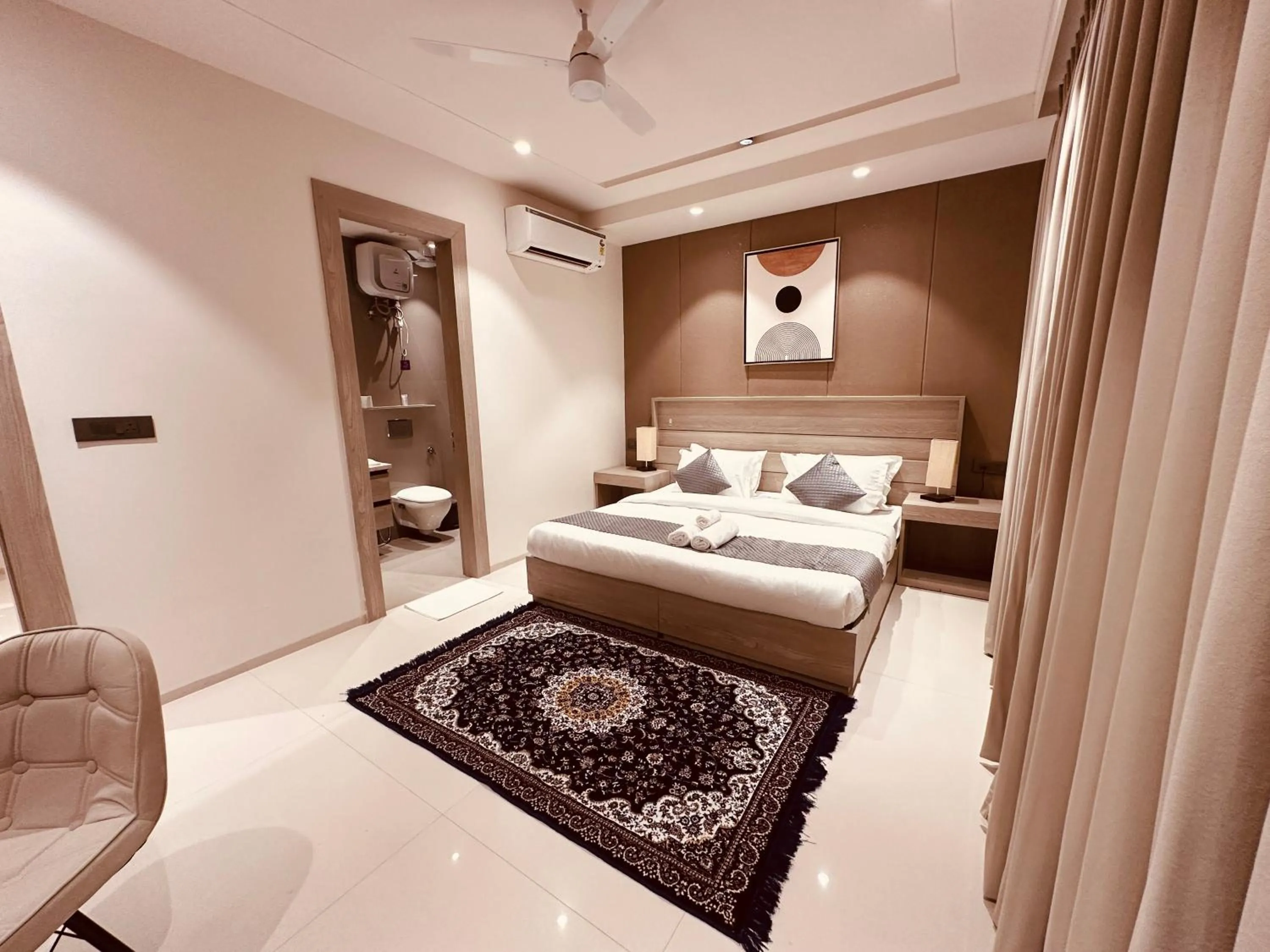 Photo of the whole room, Bed in The Lodgers 2 BHK Serviced Apartment Near Artemis Hospital Sector 57 Gurgaon - Nearest Metro Station Sector 54 Chowk