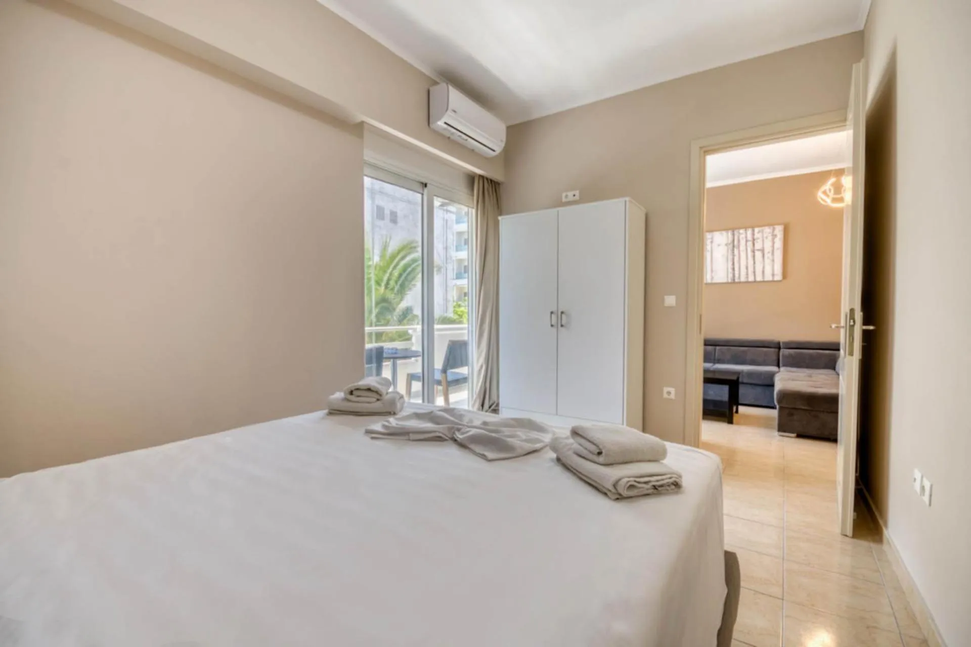 Bed in Rhodes Island Elli Beach Apartments