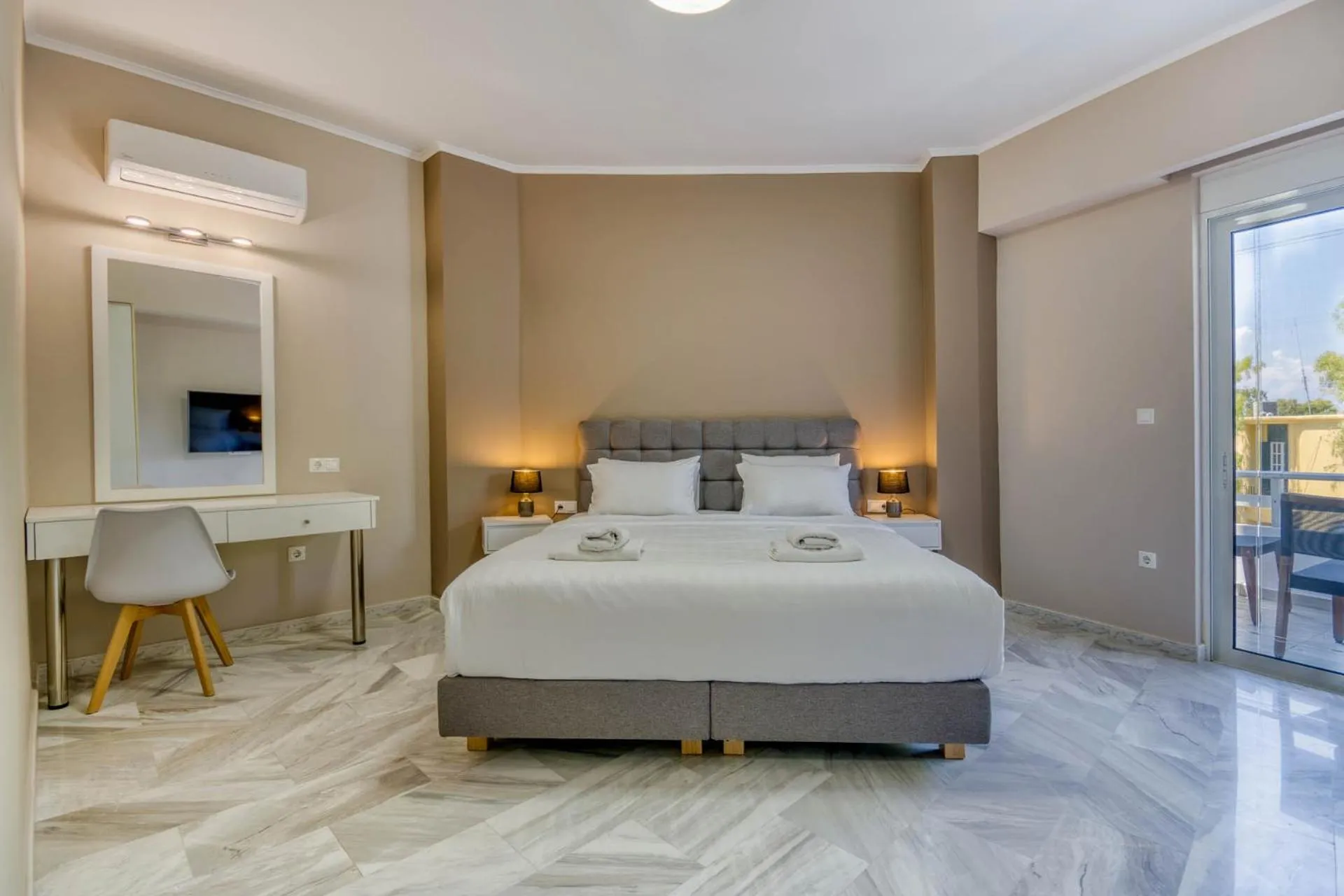 Bed in Rhodes Island Elli Beach Apartments