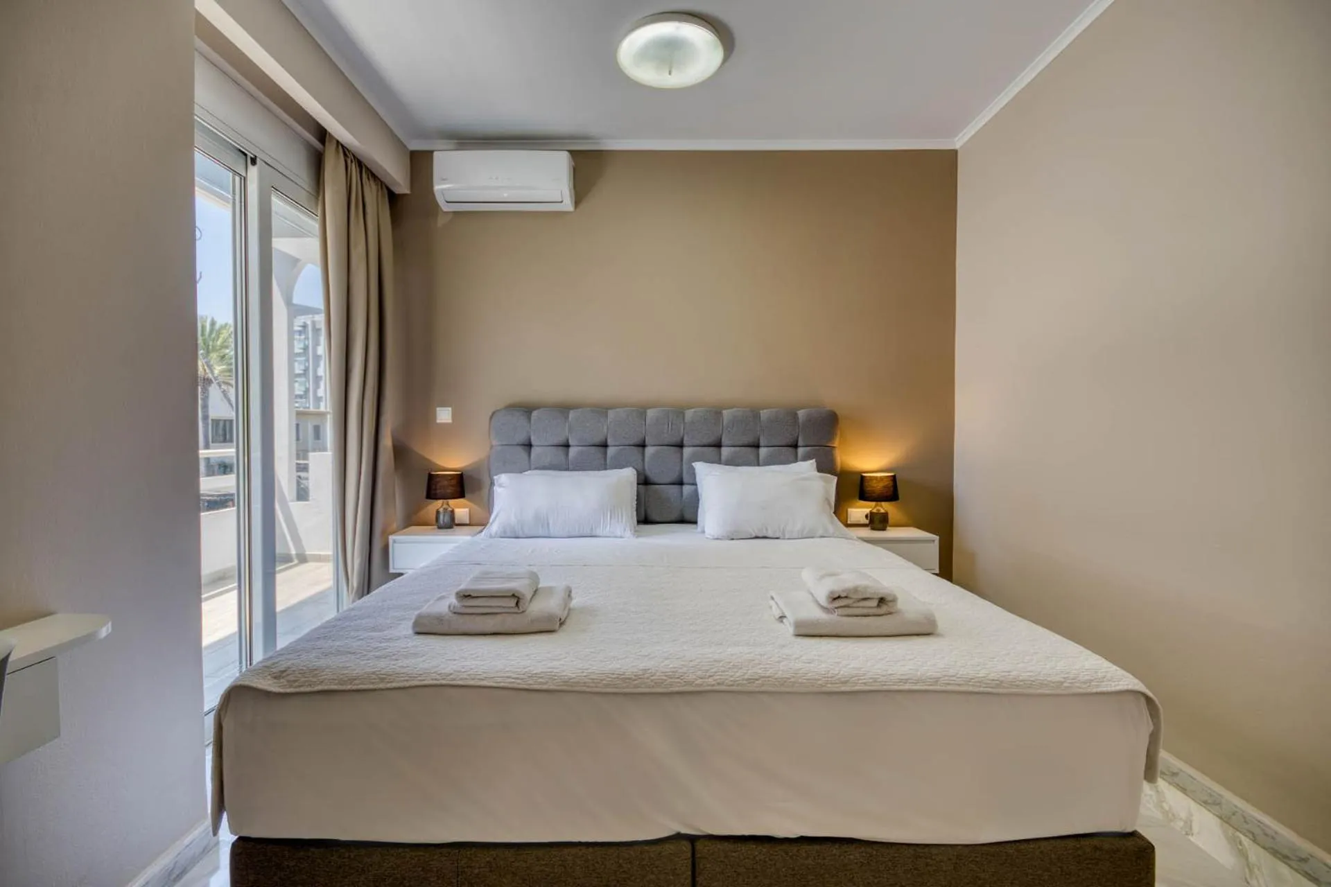 Bed in Rhodes Island Elli Beach Apartments