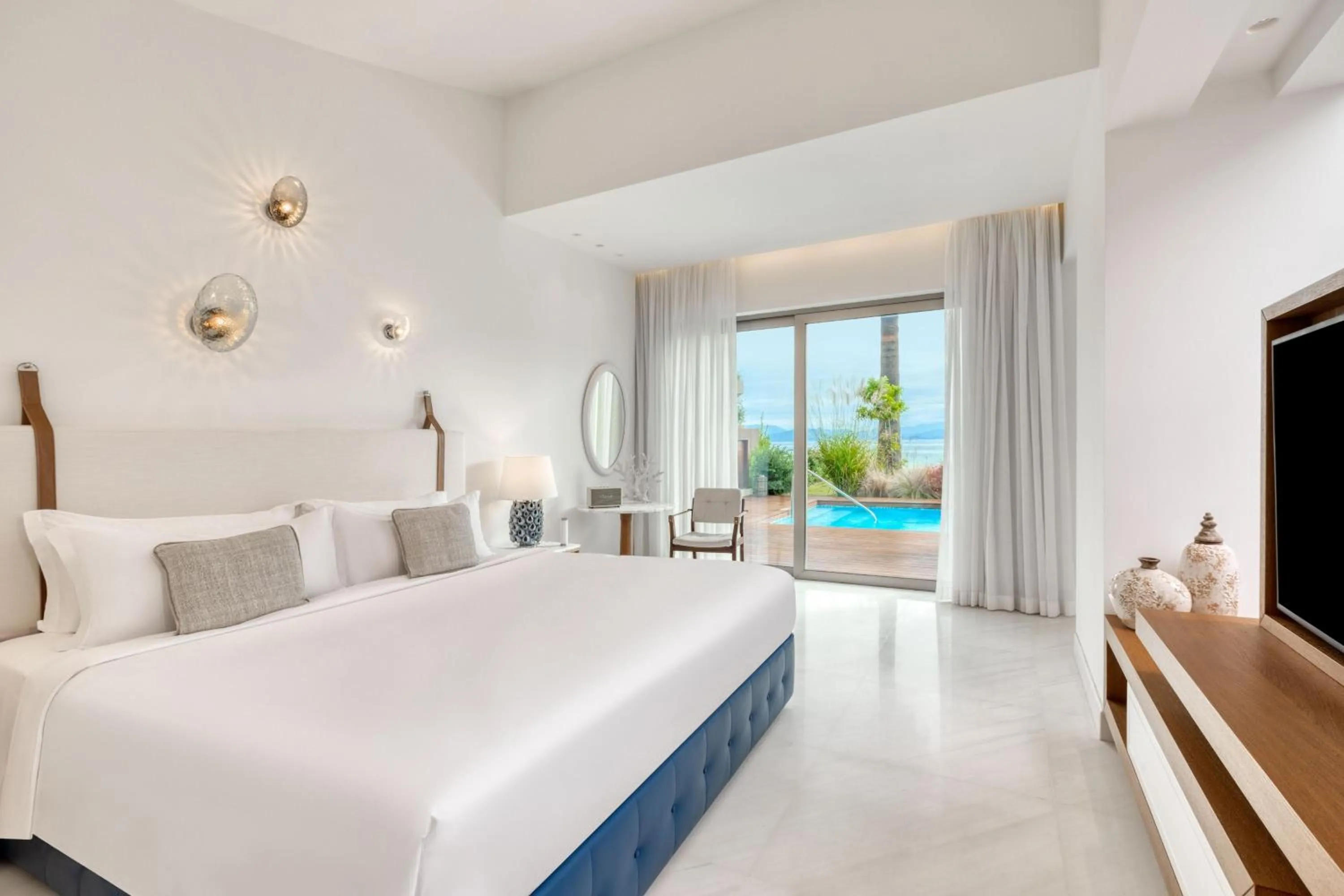 Swimming pool, Bed in Domes Miramare, a Luxury Collection Resort, Corfu - Adults Only