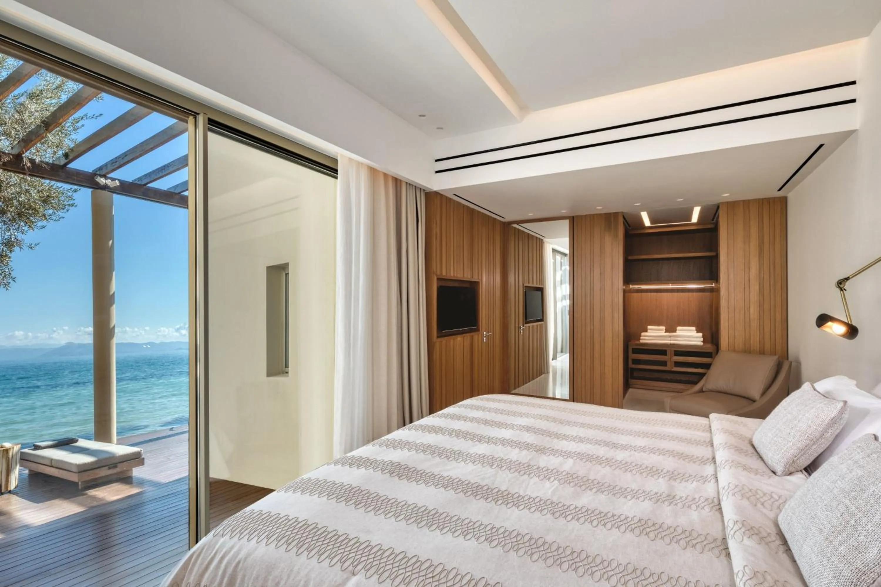 Bedroom, Bed in Domes Miramare, a Luxury Collection Resort, Corfu - Adults Only