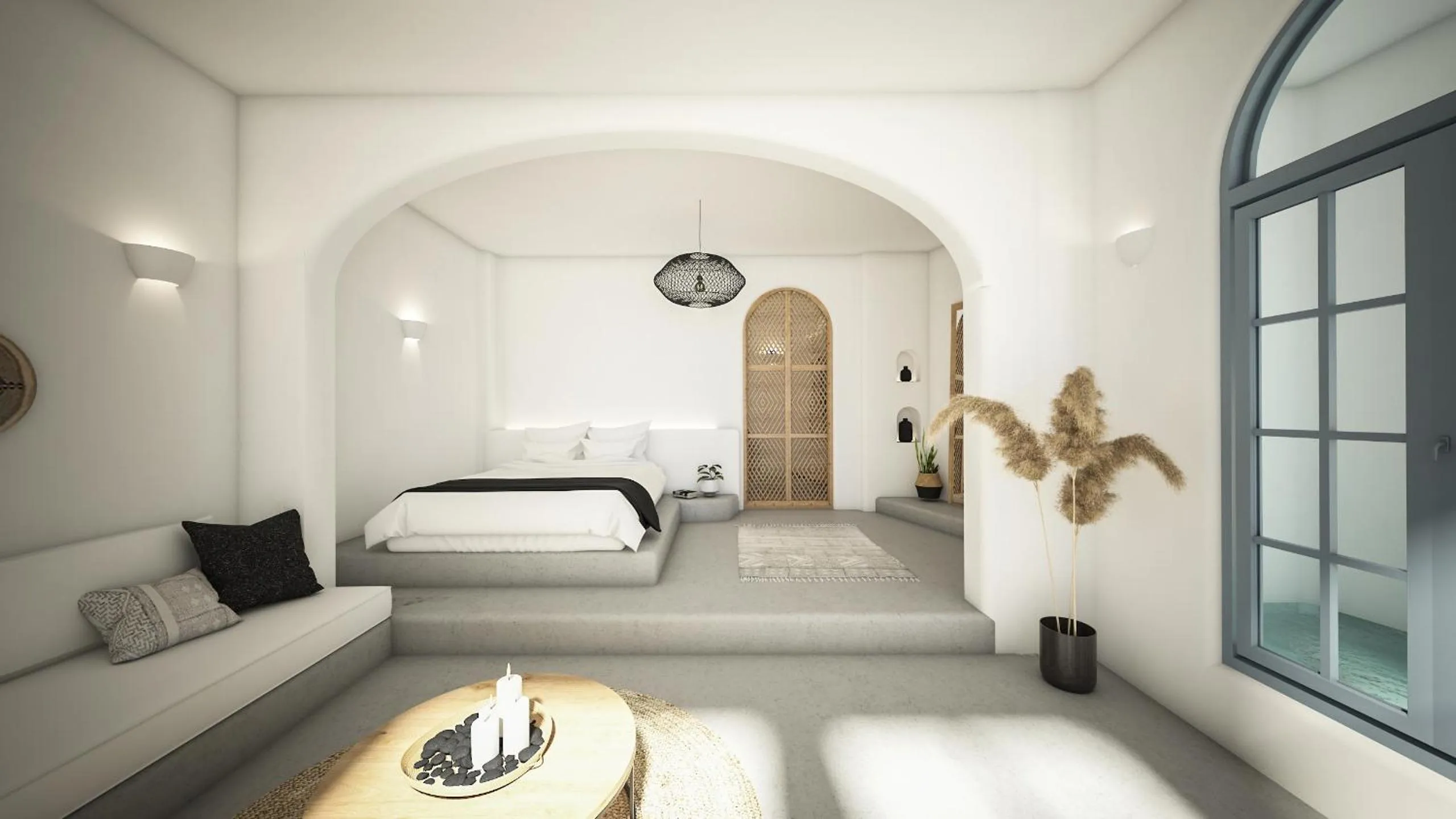 Bed in Finikia Memories Hotel