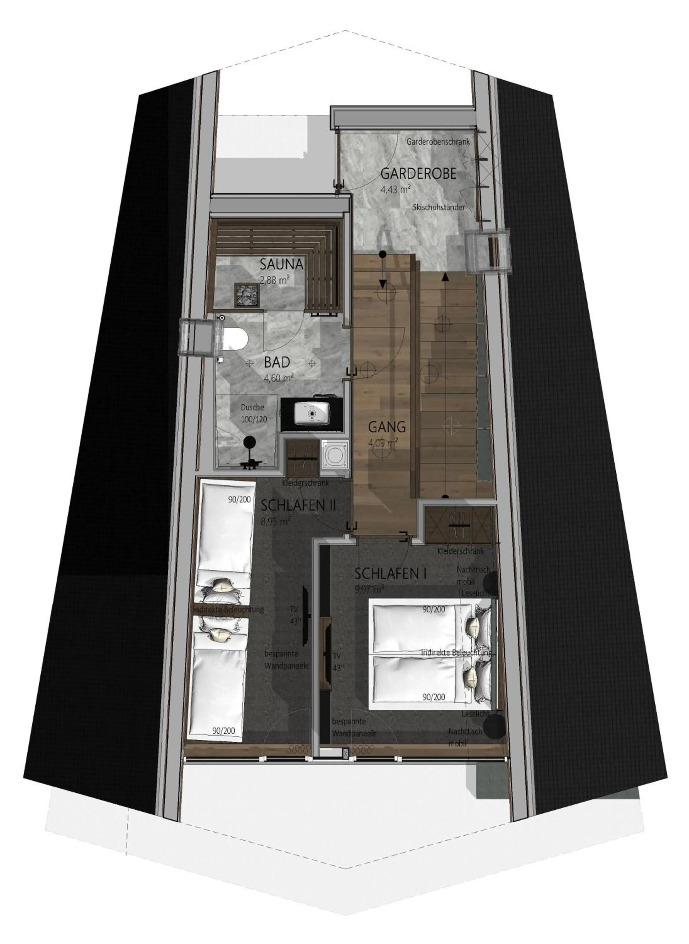 Photo of the whole room in TRIFORÊT alpin resort