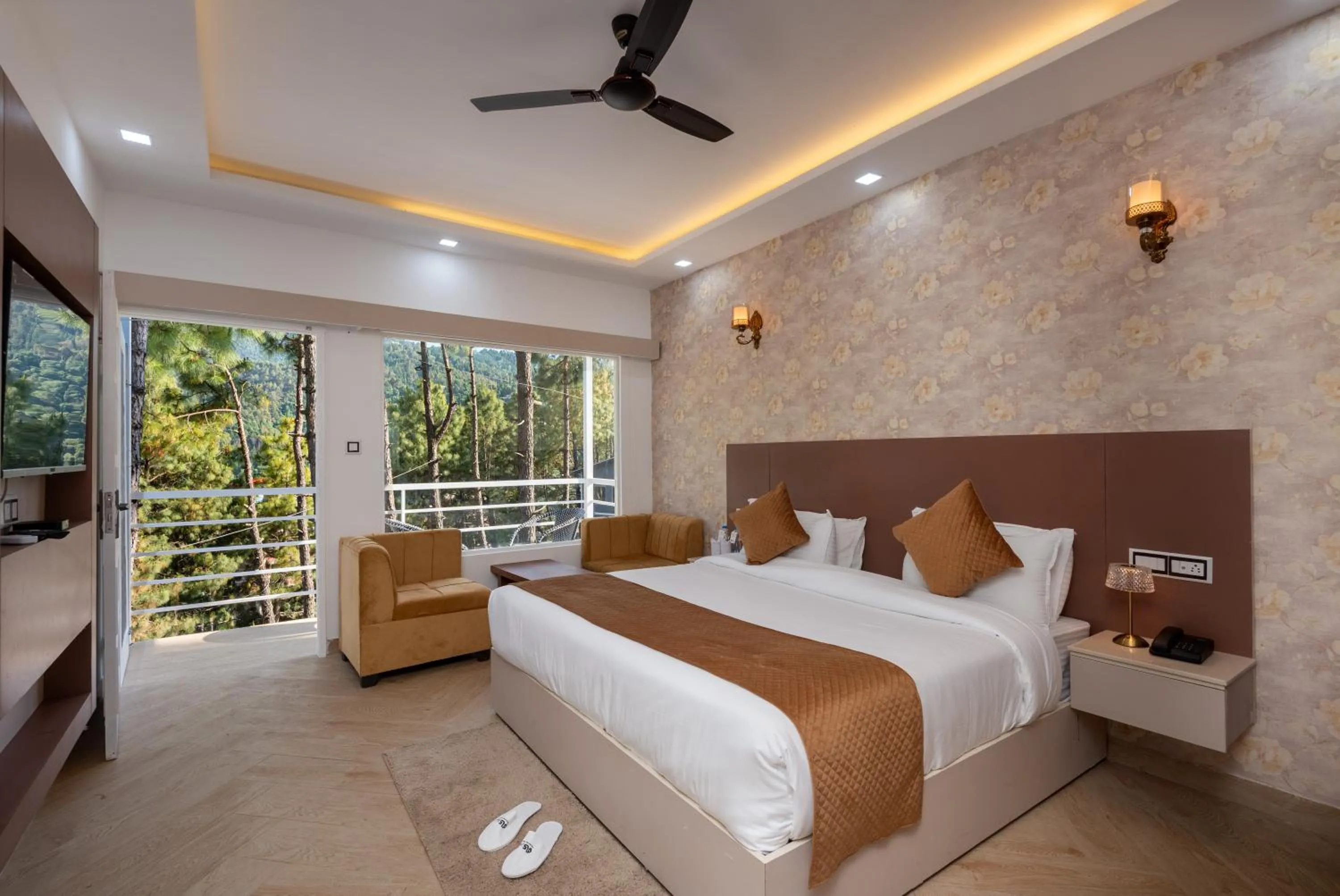 View (from property/room), Bed in DLS Nature Trinket Resort - Dalhousie with Swimming Pool