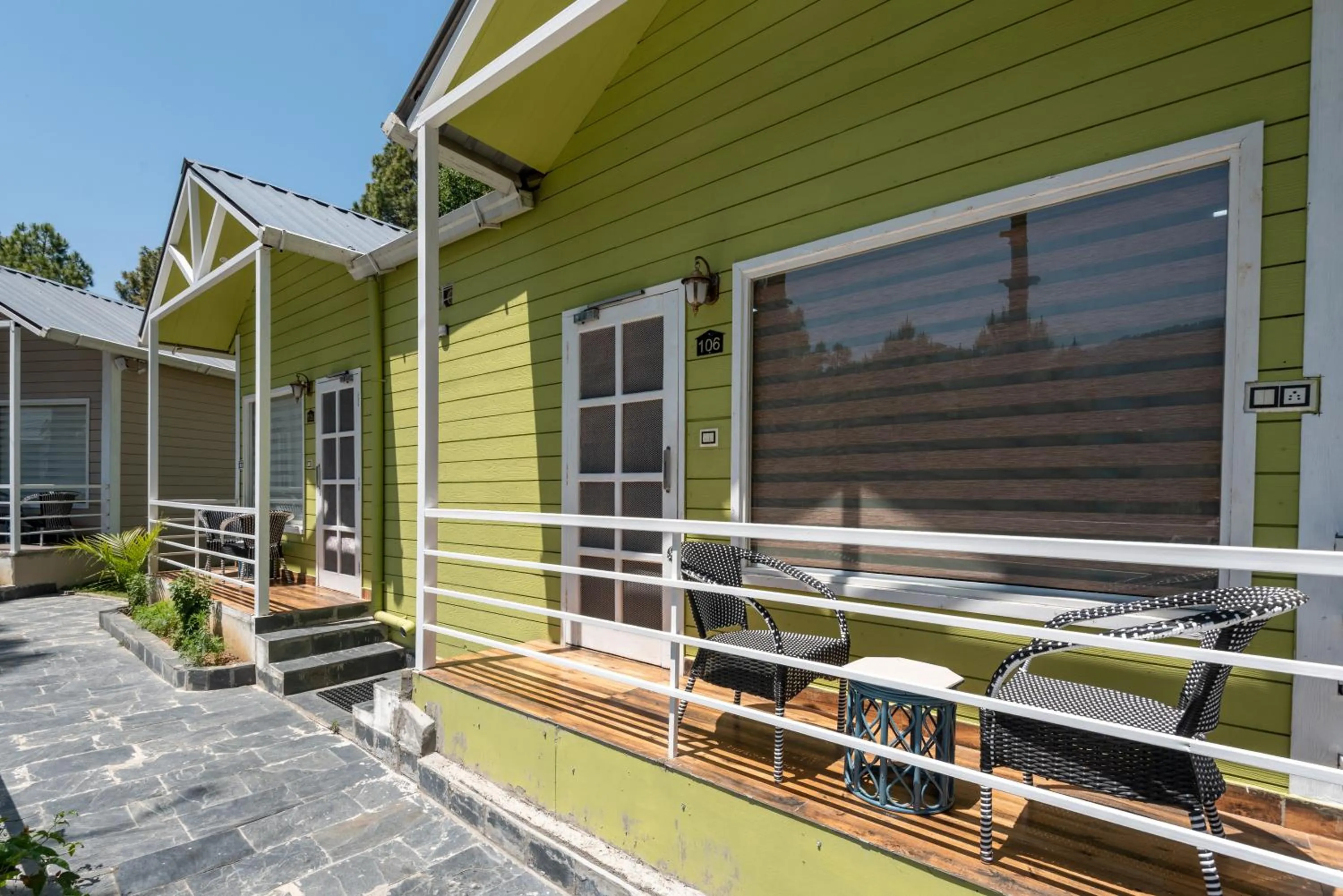 Balcony/Terrace in DLS Nature Trinket Resort - Dalhousie with Swimming Pool
