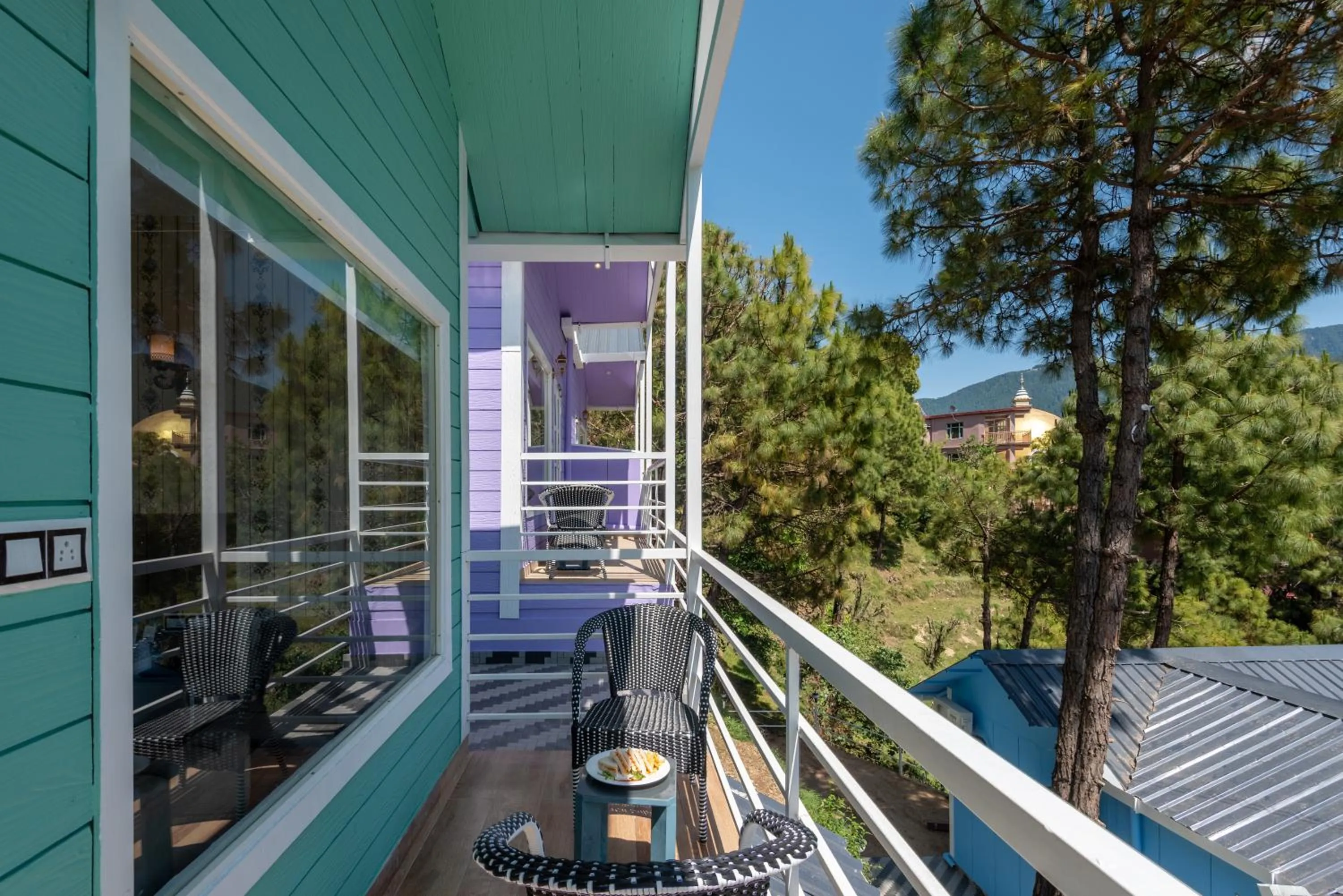 Balcony/Terrace in DLS Nature Trinket Resort - Dalhousie with Swimming Pool