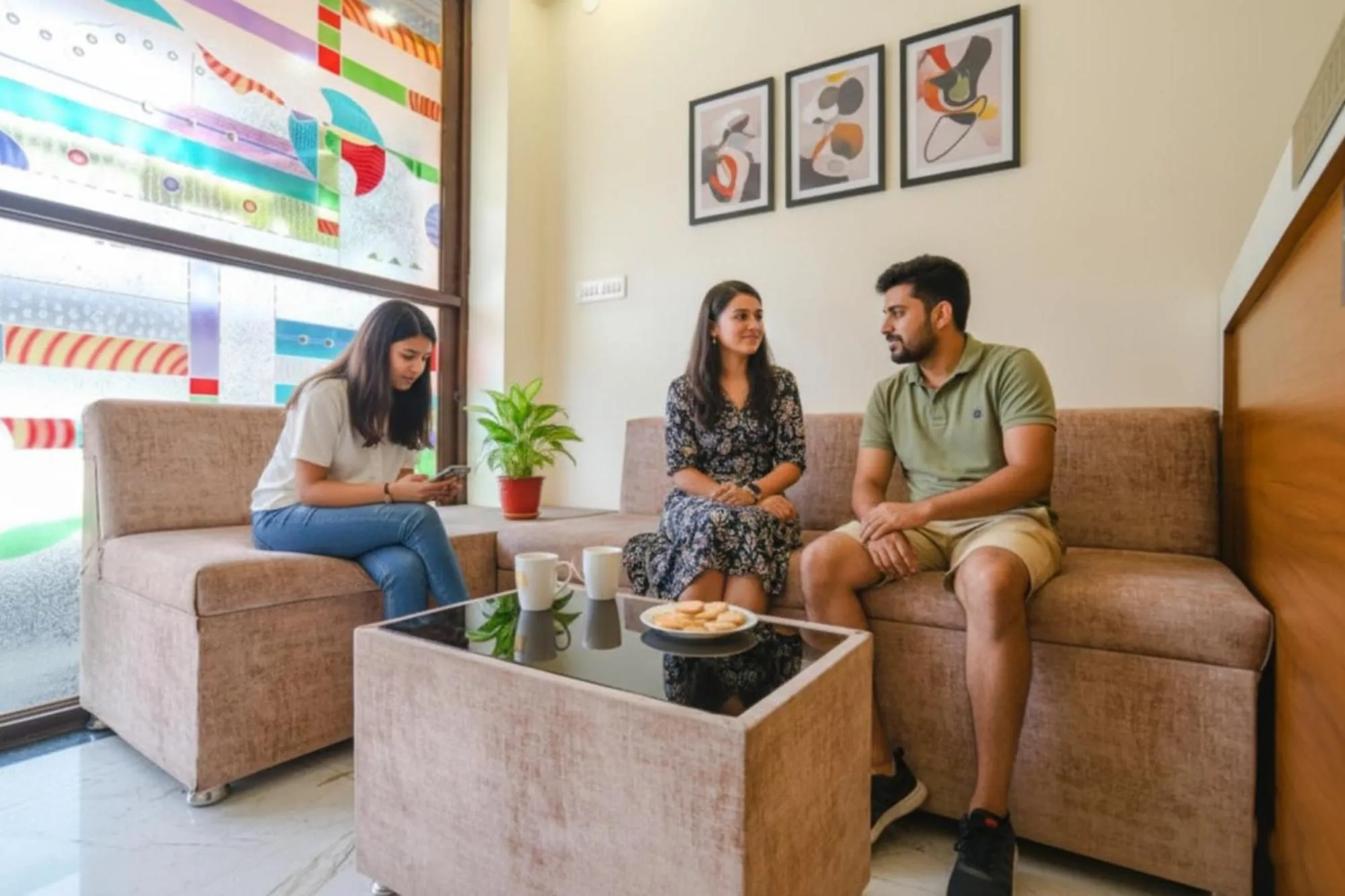 Seating area in FabHotel Atharv
