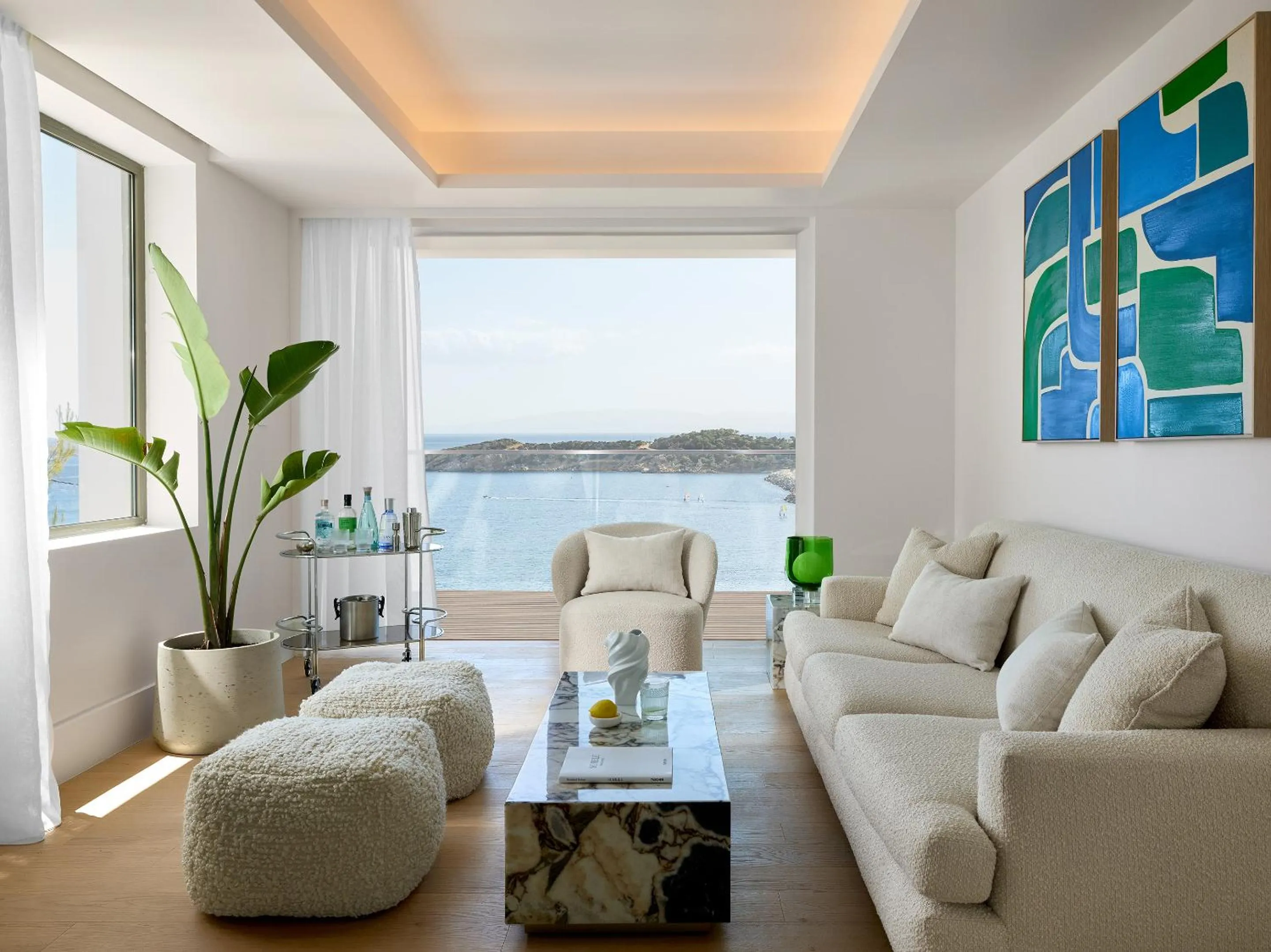 Seating area in Vouliagmeni Suites