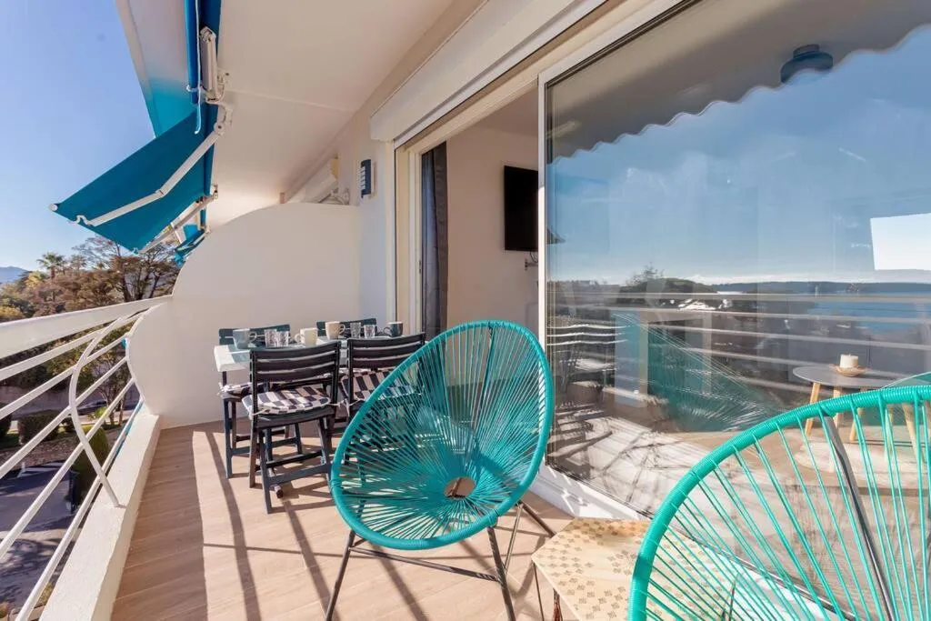 Balcony/Terrace in Apartment With Panoramic Sea View, Walk To The Beach - Maréchal Juin by Halldis