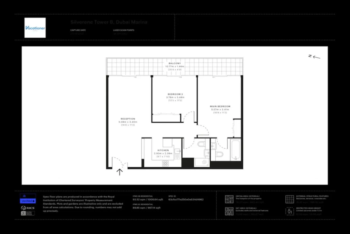 Floor plan in Silverene Tower B, Dubai Marina - Vibrant Two Bedroom