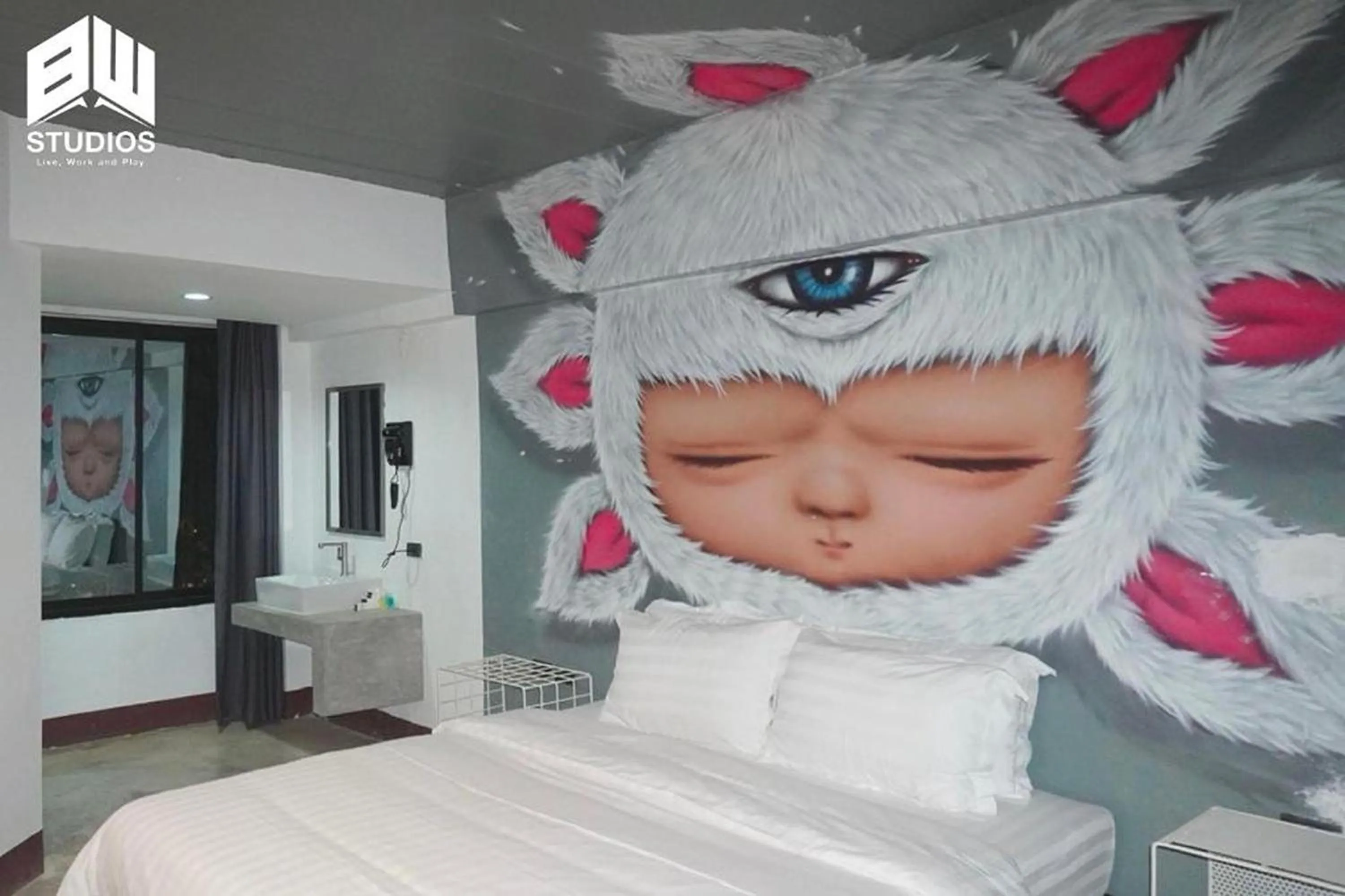 Bedroom, Bed in BW Studios thai art style