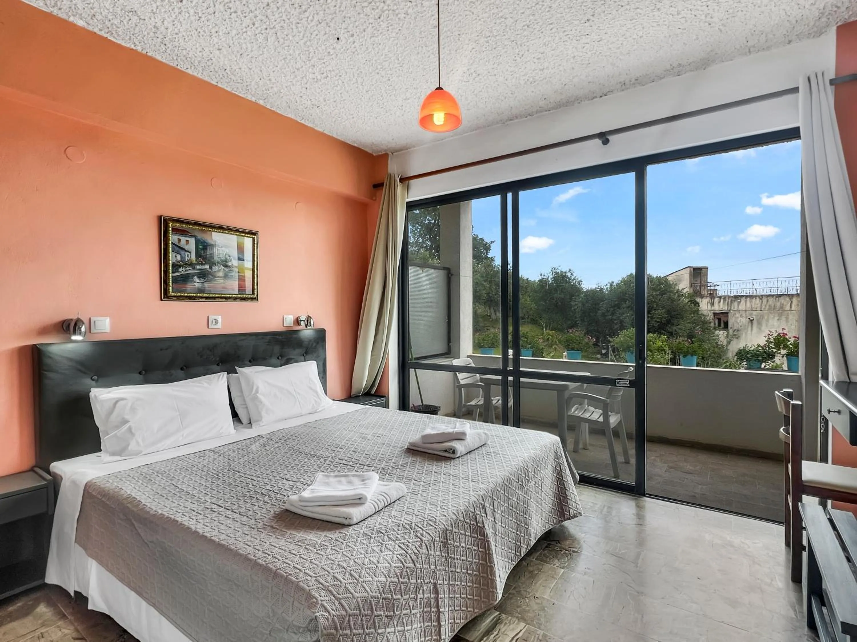 Bed in Corfu Andromaches Holiday Apartments